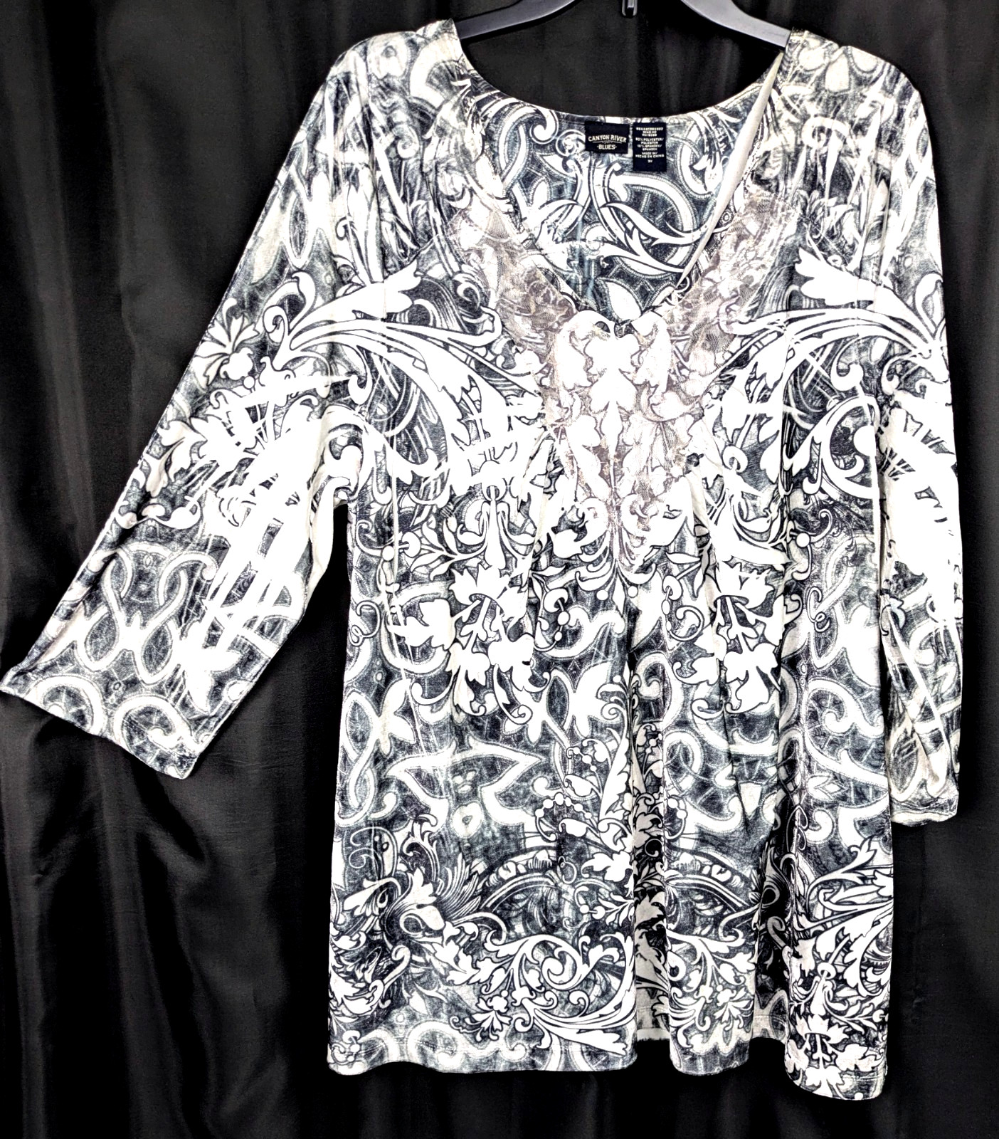 3X CANYON RIVER BLUES VELOUR WHITE GRAY SUBLIMATION STRETCH KNIT TOP SHIRT