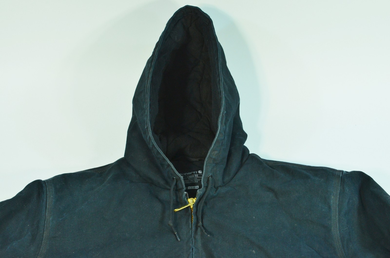 Carhartt Black Loose Fit 0J0140-M Quilted Faded Canvas Jacket J140 Size Large