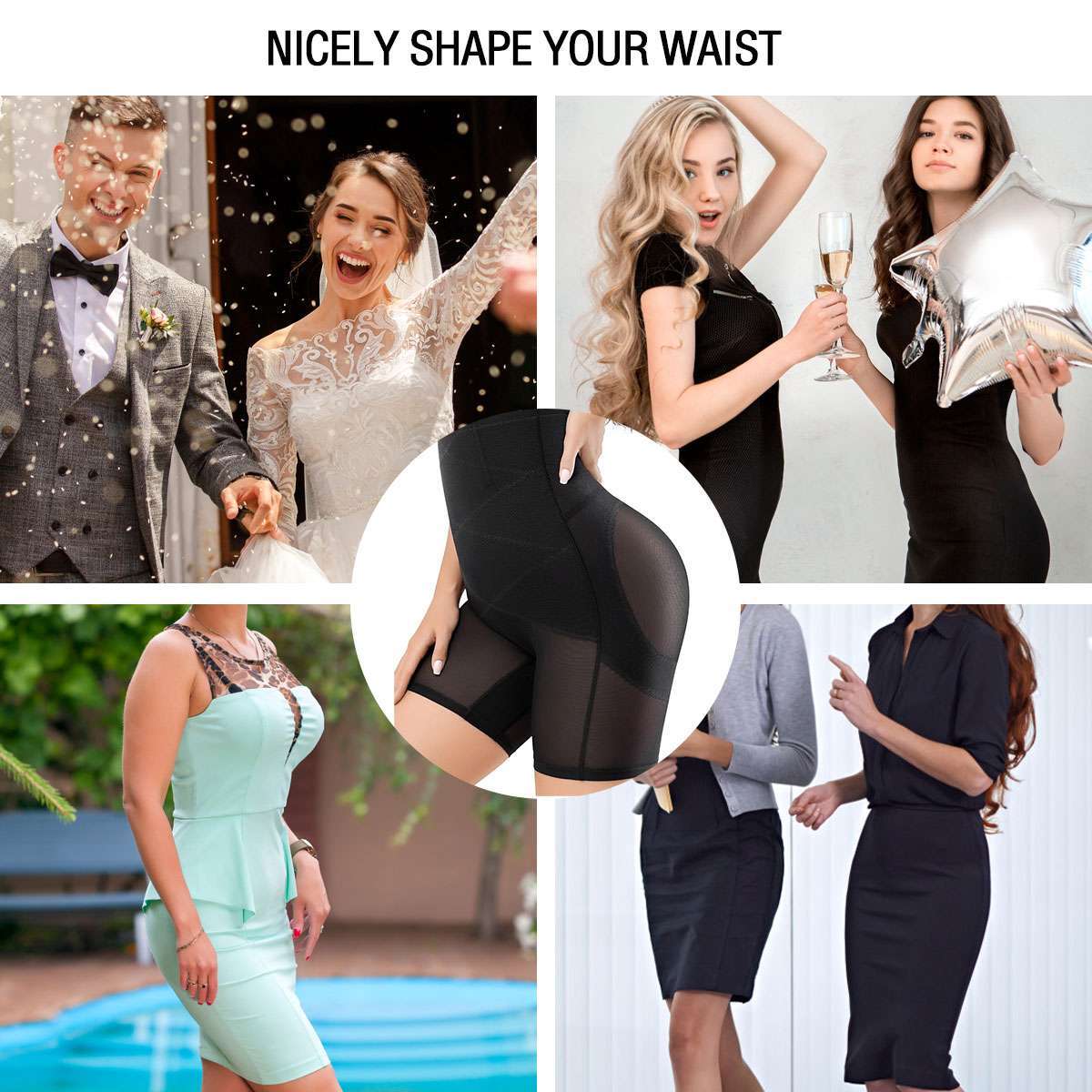 Shaperin All Day High-Waisted Body Shaper Shorts Slim Tummy Control Shapewear US