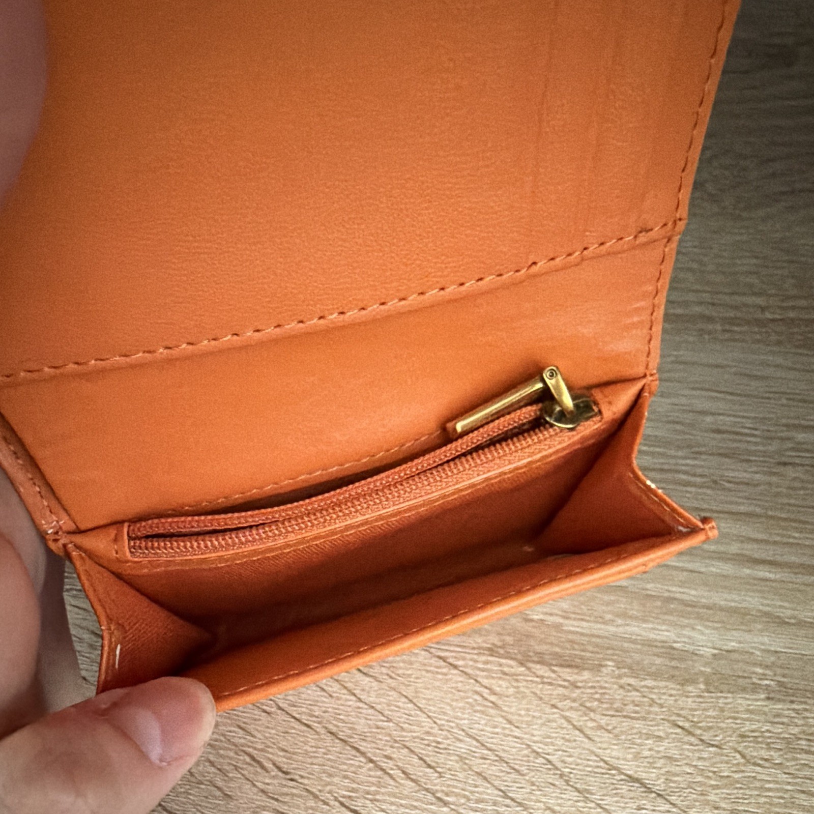 CHARLES & KEITH Orange Women’s Wallet Folding Snap Closure Zip Coin Pocket