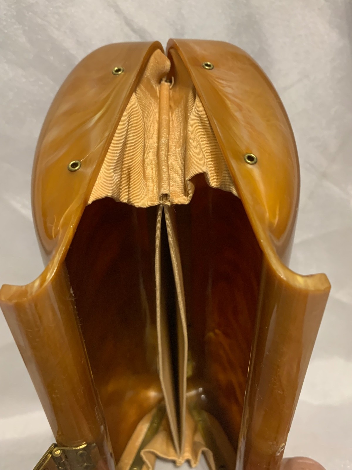 ART DECO Butterscotch TORTOISESHELL AMBER TONE BAKELITE LUCITE Clutch Purse