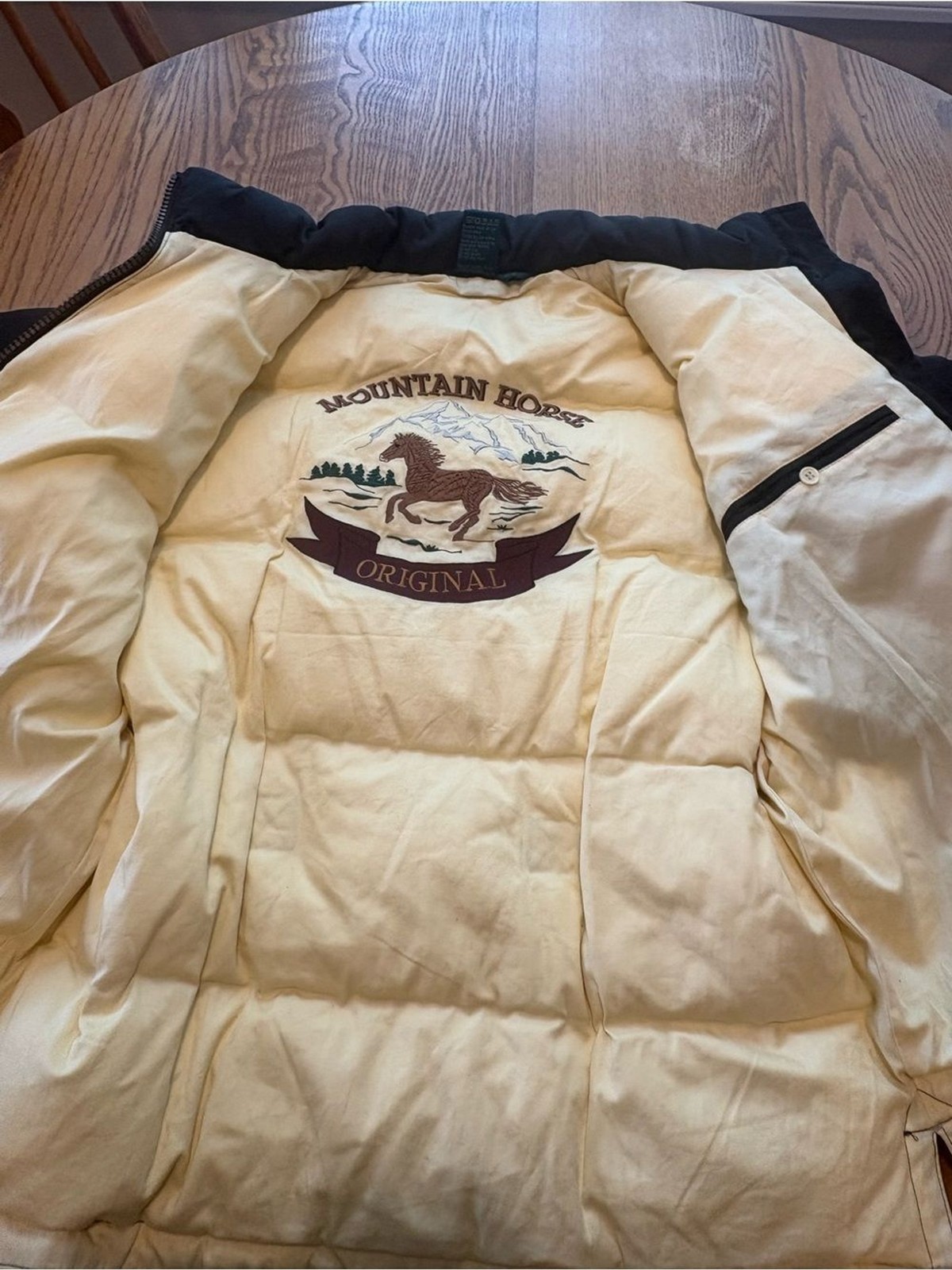 VINTAGE MOUNTAIN HORSE Black Down Puffer Jacket Vest Zip off Sleeve Equestrian S