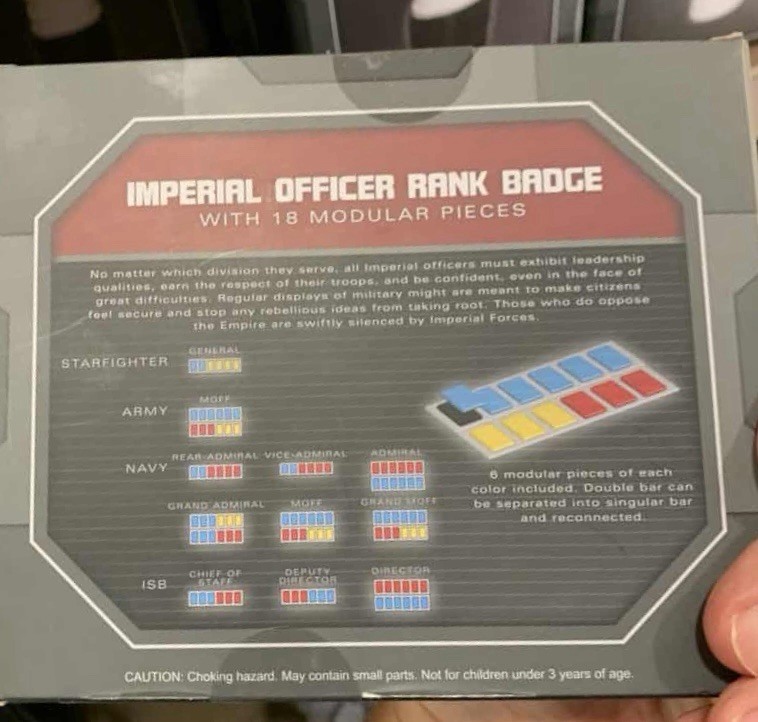 Disney Parks Star Wars Galaxy’s Edge Imperial Officer Rank Badge 18 Modular pcs