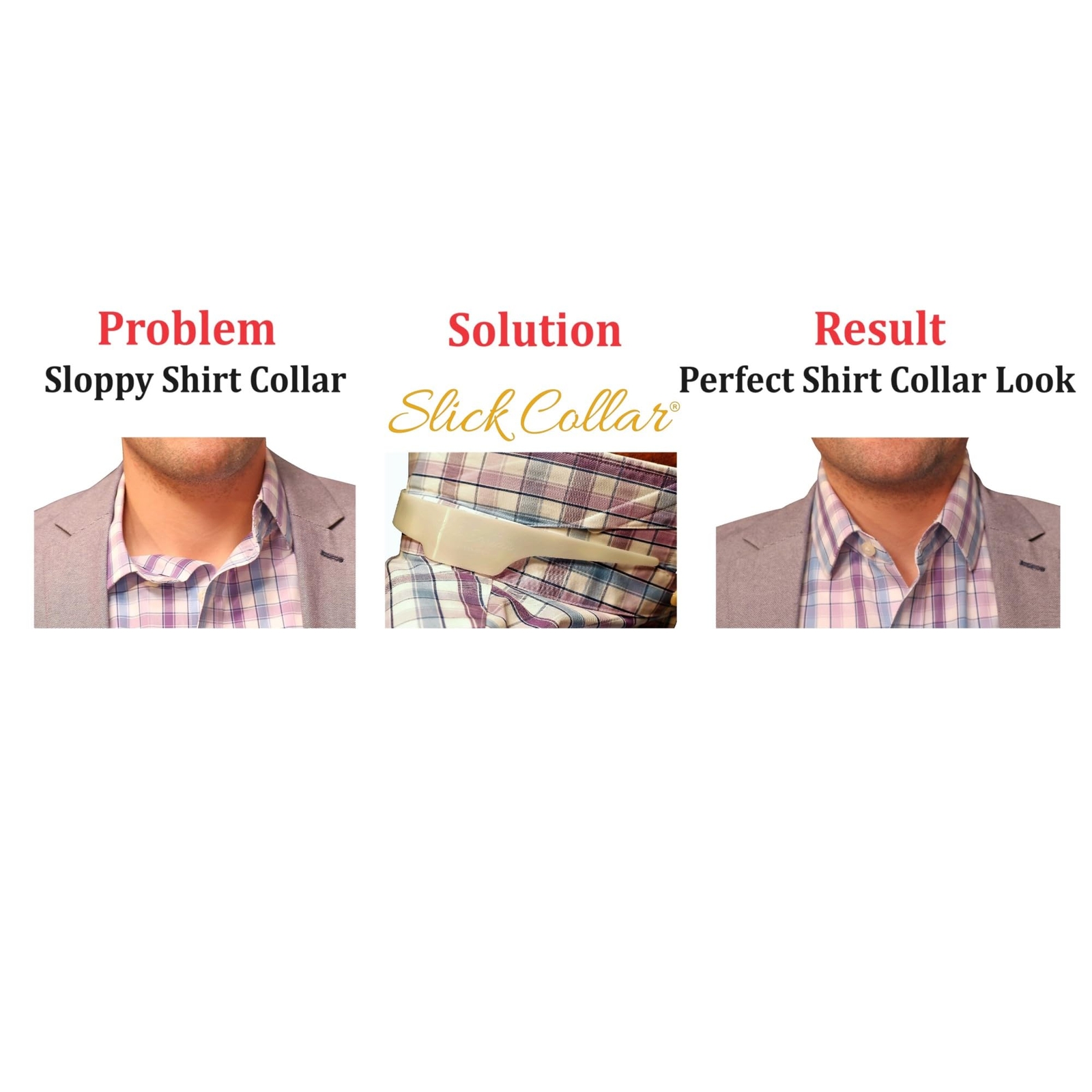 Shirt Collar Support System set with 3 adjustable, 10 premium Collar Stays &