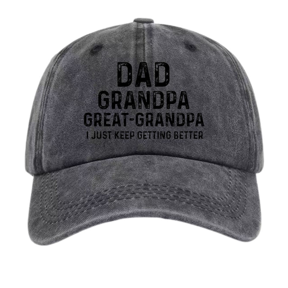 Dad Grandpa Great-Grandpa Vintage Washed Hat Father Grandfather Gift Unisex Cap