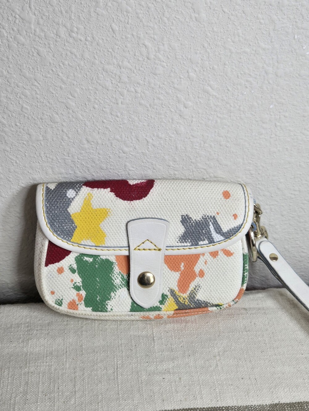 Dooney And Bourke Paint-Splatter Canvas Wristlet – Multicolor