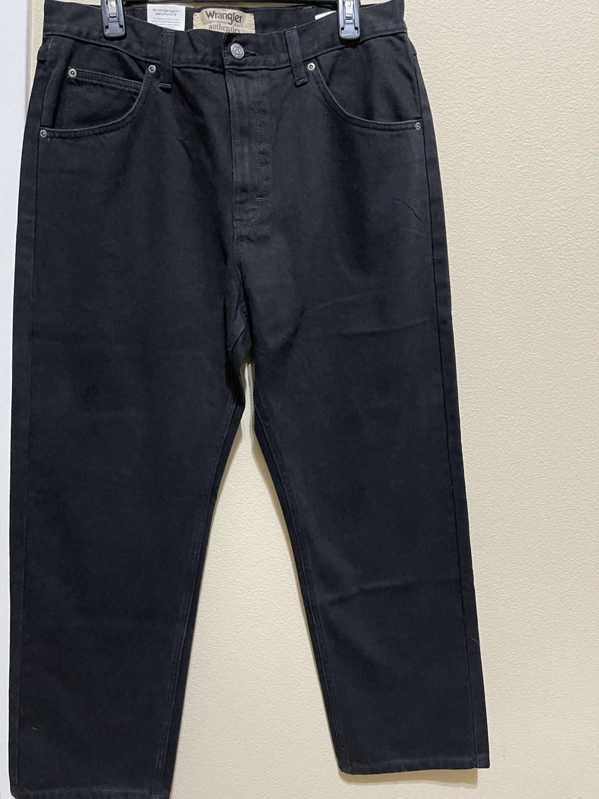 Wrangler Authentics Men’s Black Dark Wash Denim Straight Jeans Regular Fit