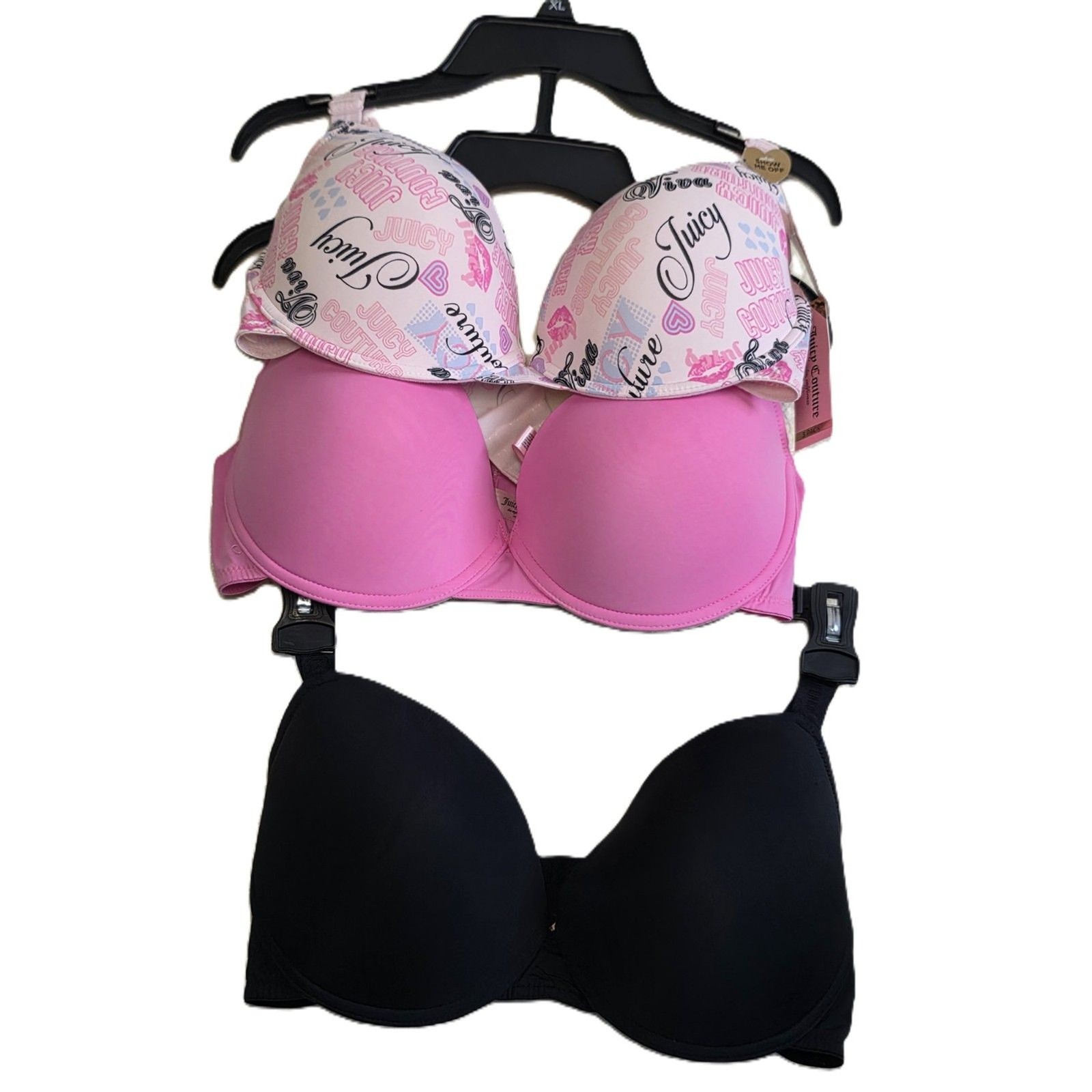 Juicy Couture 3-Pack Push-Up T-Shirt Bras NWT Size 40D