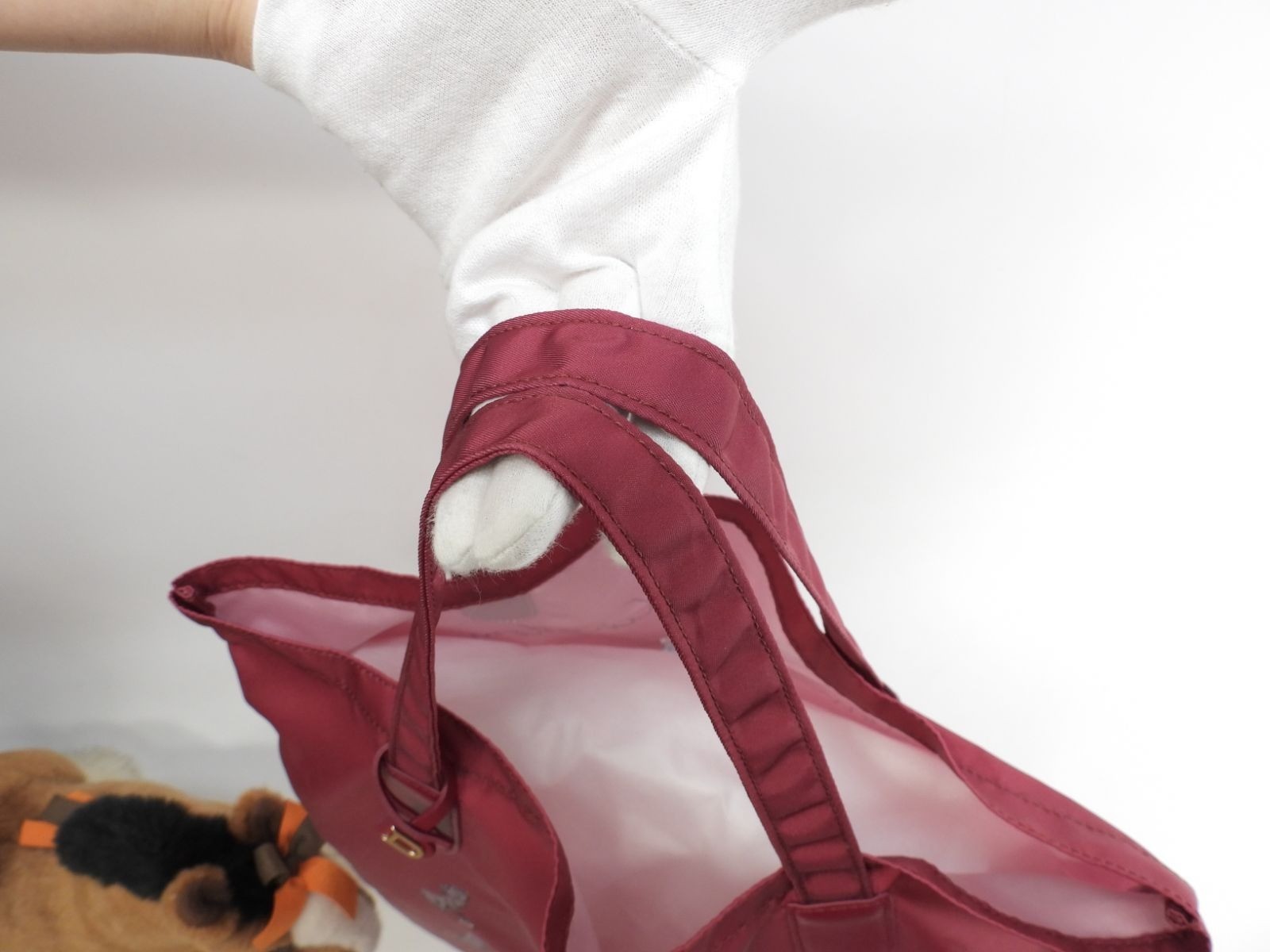 Delvaux Eco Bag Kangaroo Bordeaux Folding Handbag 15.7*15.7*4.7 inch
