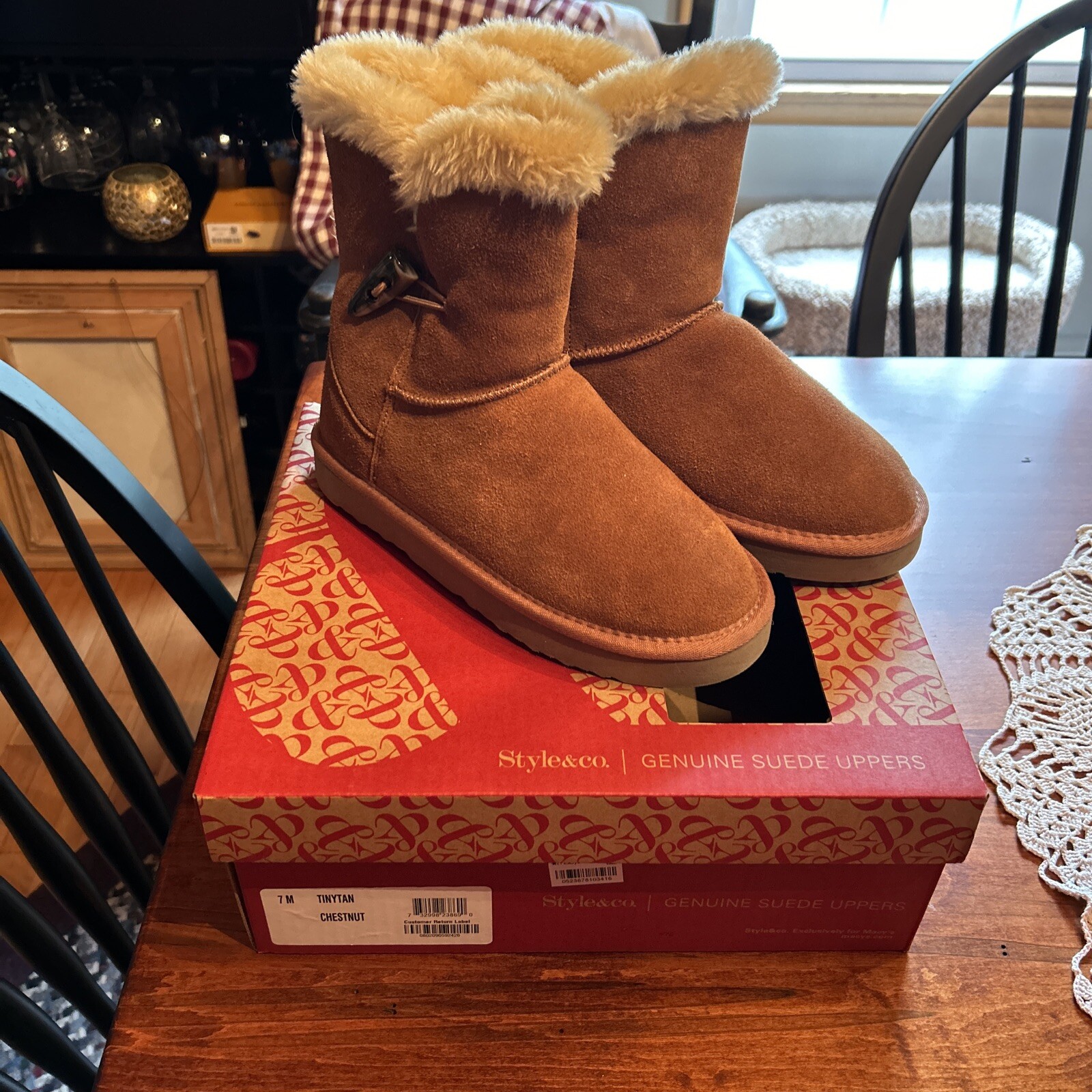 Style & Co Womens Tinytan Chestnut Ankle Brown Leather Boots Shoes 7 M N