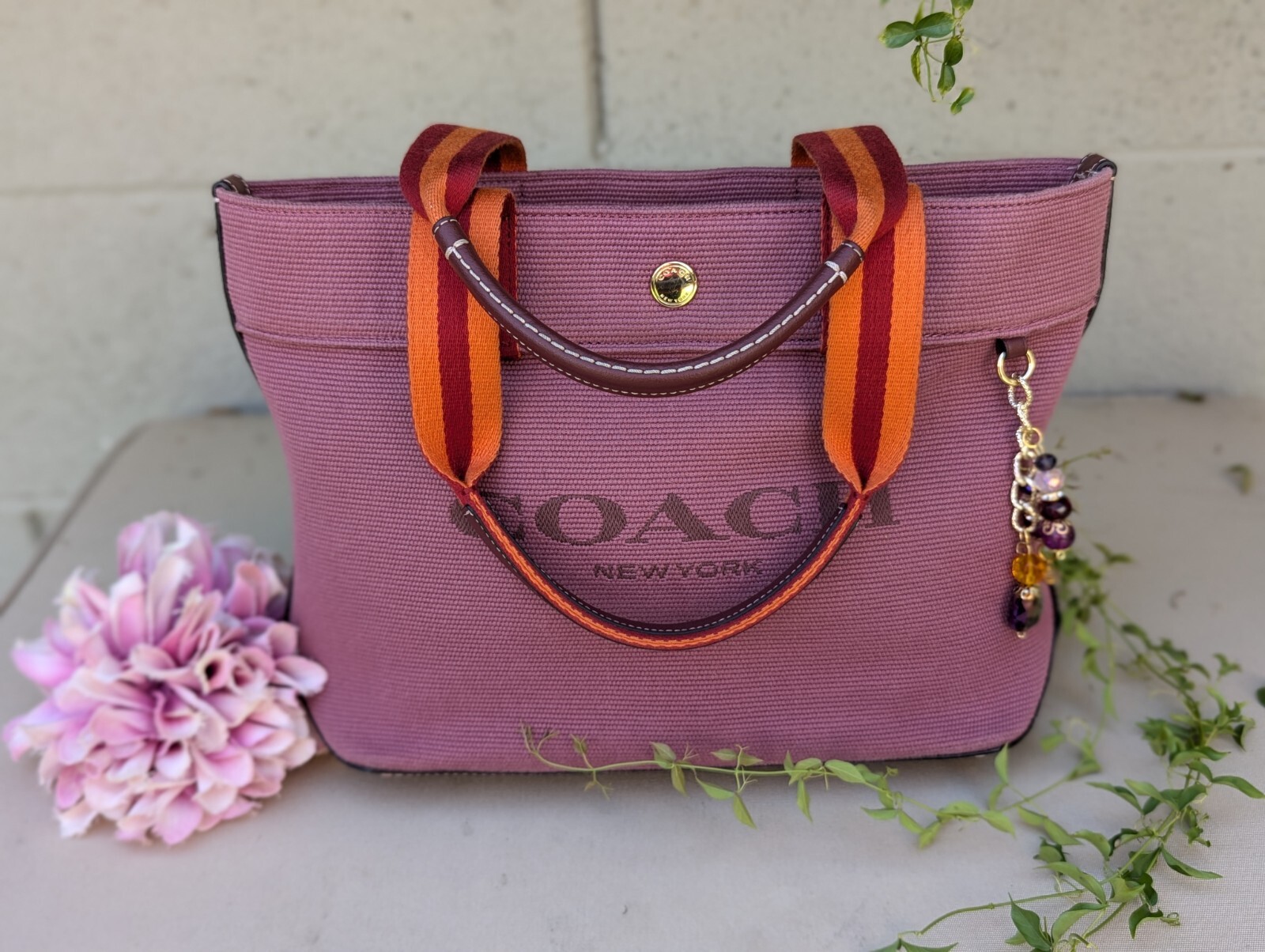 Mint Coach Small Canvas Logo Tote Rasberry CK168 Handbag Purse Satchel Mini Totr