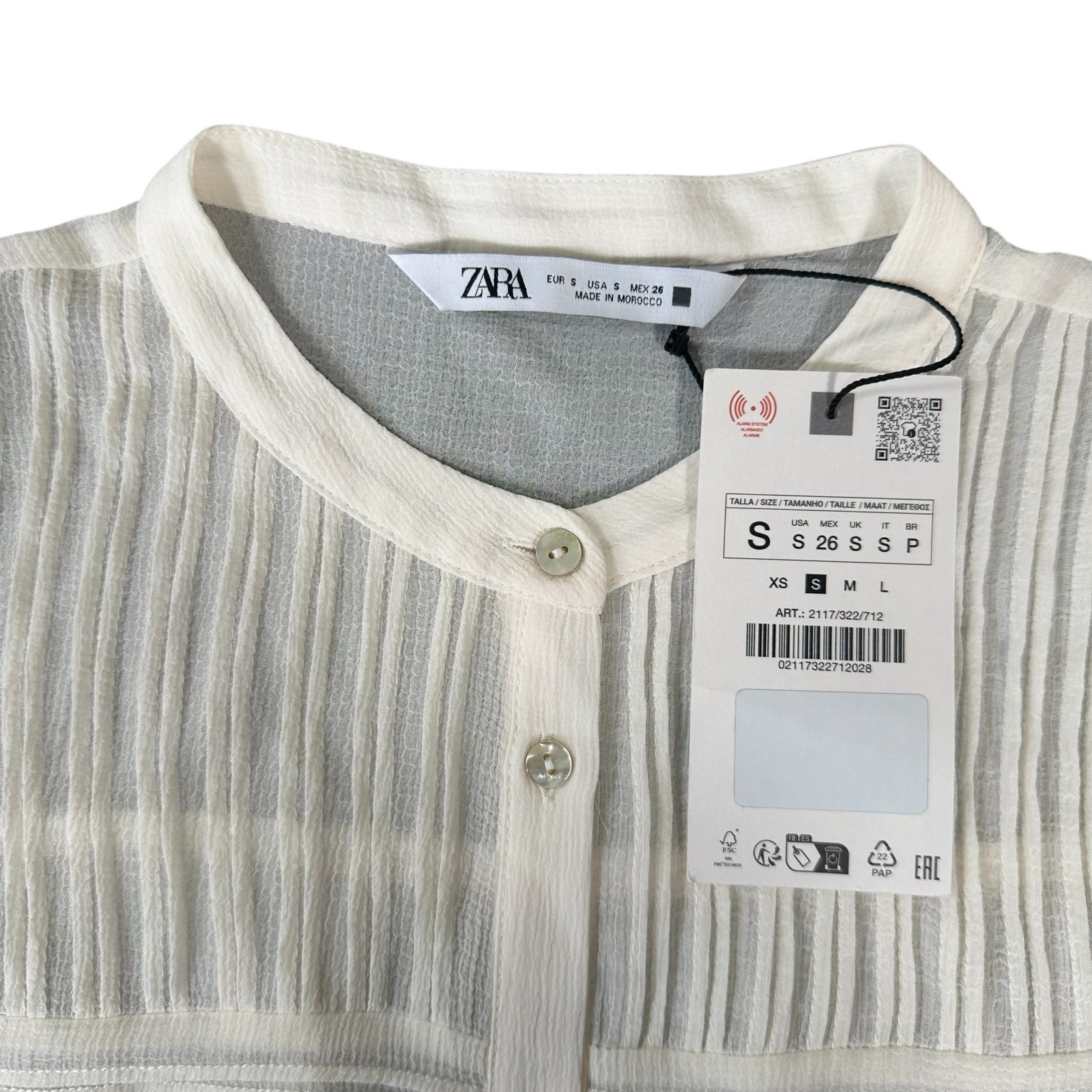 Zara Women’s Semi Sheer Shirt Size S