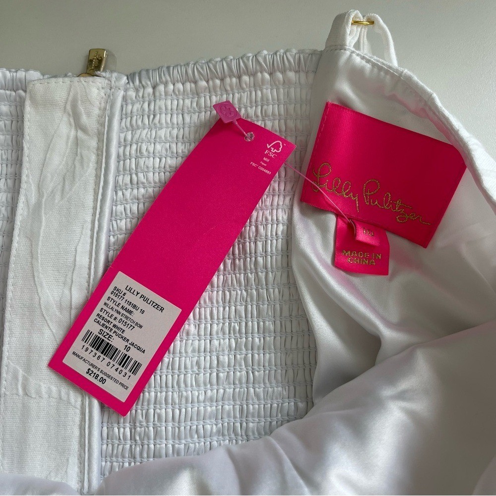 Lilly Pulitzer Willalynn Stretch Bow Dress White Caliente Pucker Jacq 10 NWT