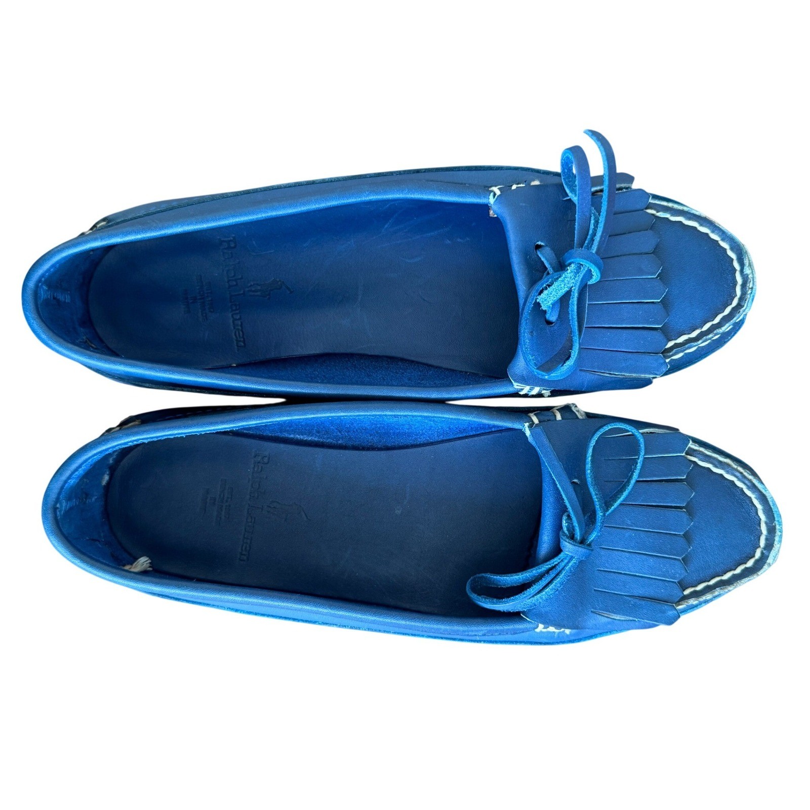Ralph Lauren Rare Vintage Bench Made in Maine Blue Kiltie Moccasins W 8