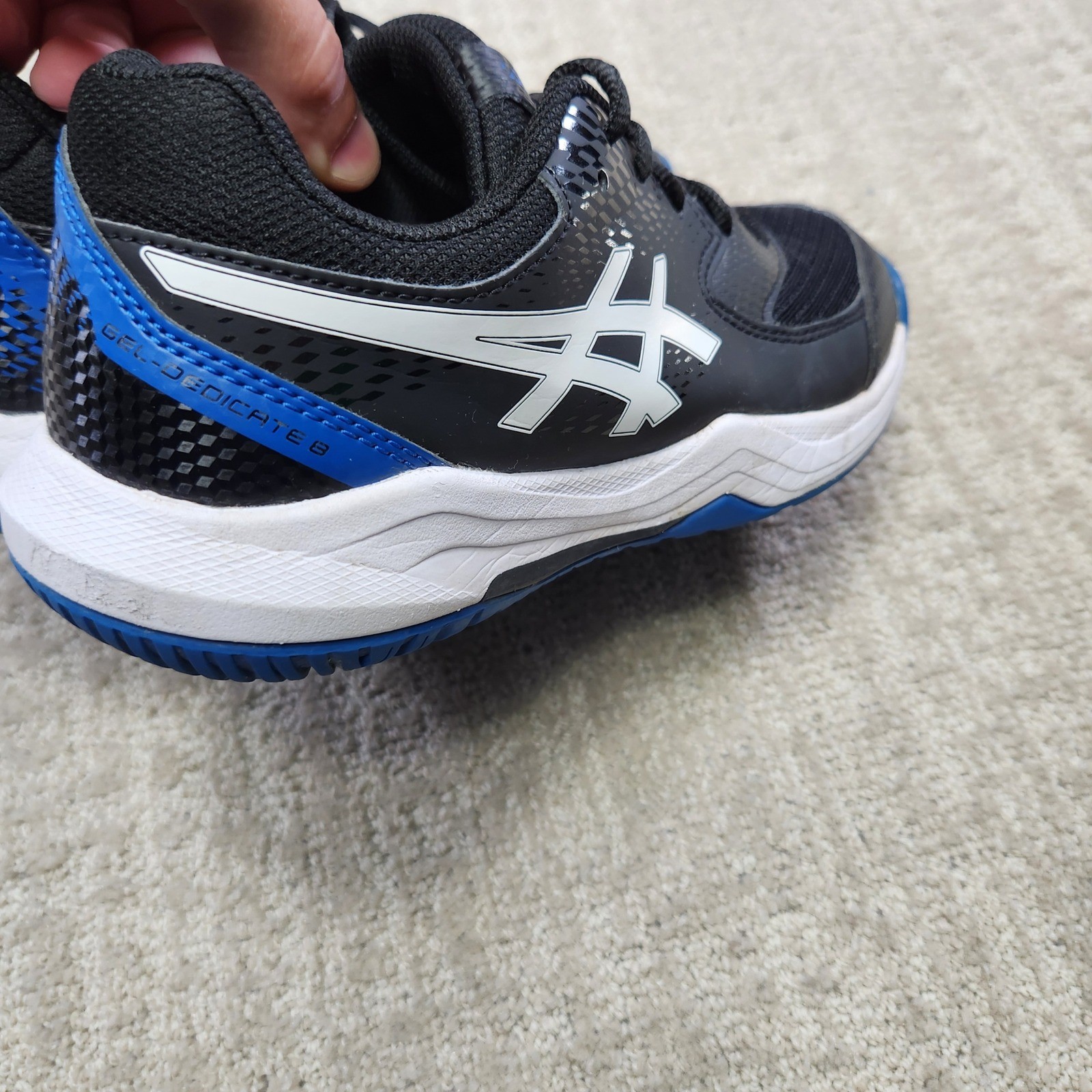 Asics Gel-Dedicate 8 GS Kids Tennis Shoes Black Blue 1044A077 Size 4Y