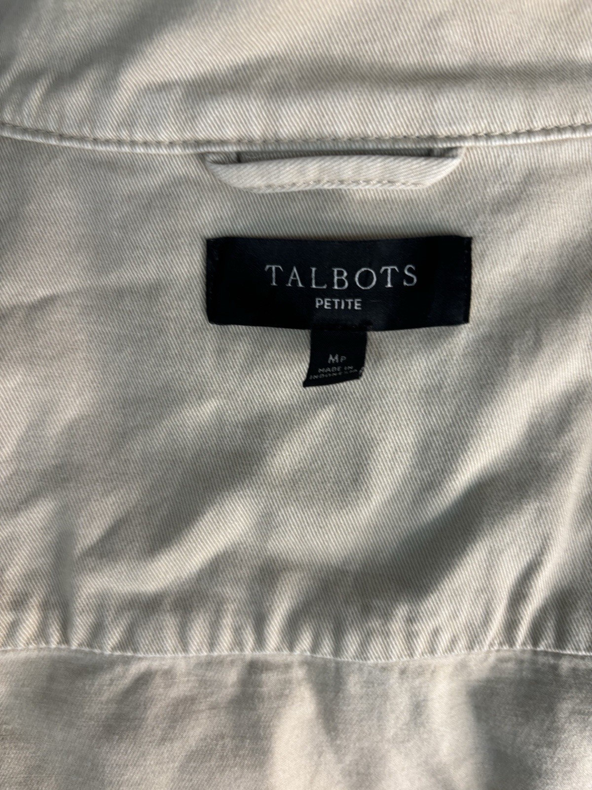 Talbots Refined Twill Utility Jacket Beige Petite M Military Safari Style Cotton