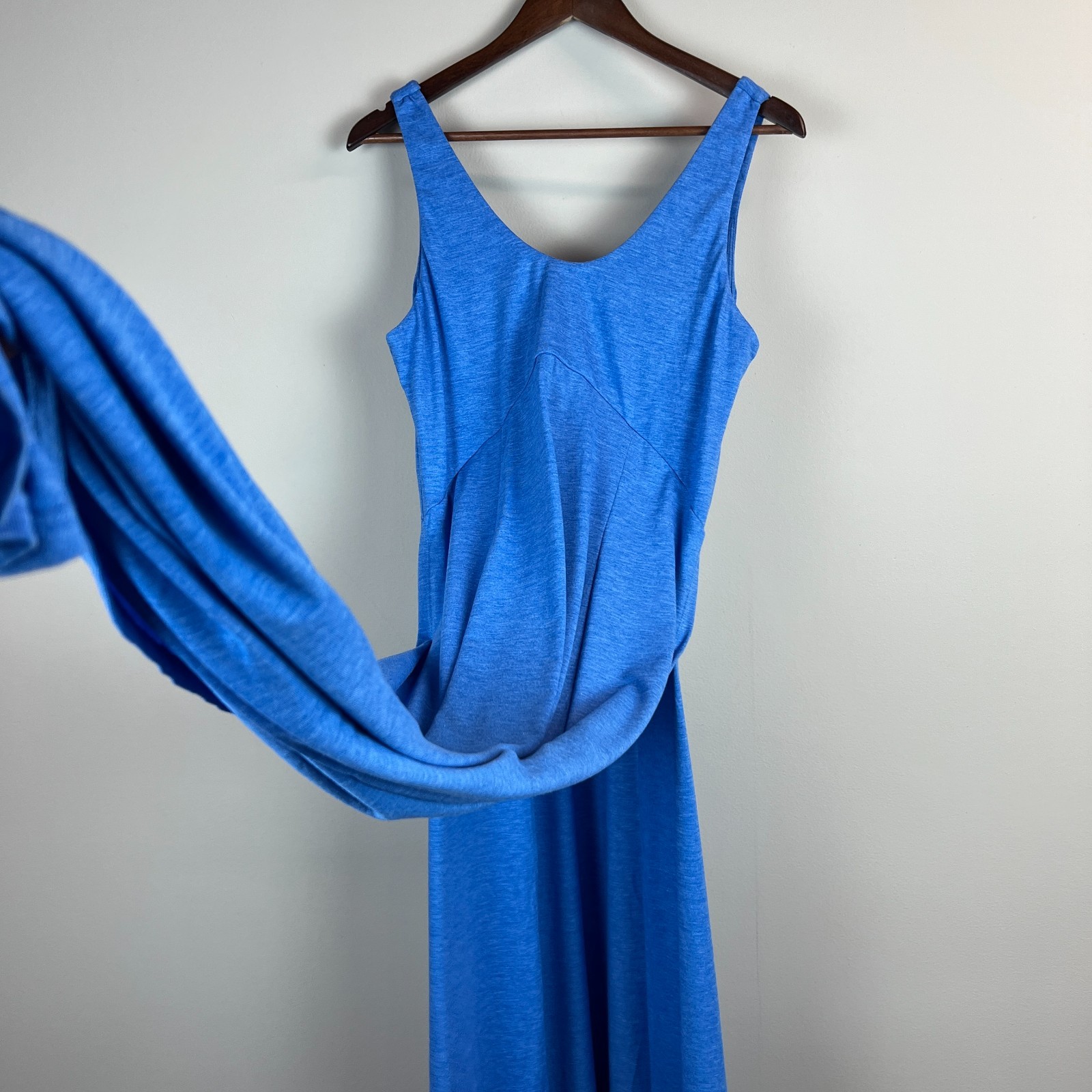 Halara Maxi Tank Dress Womens Medium Blue U Neck Split Slit Flowy Casual Summer