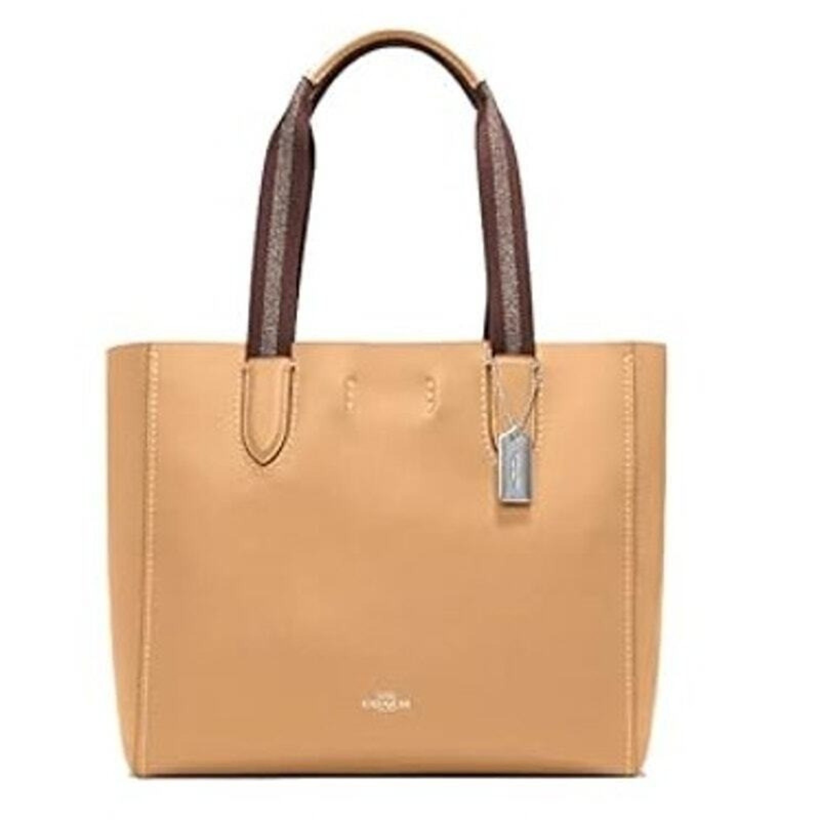 Coach 58660 Derby Tote Pebble Leather Shoulder Bag Latte Brown Yellow Lining NWT