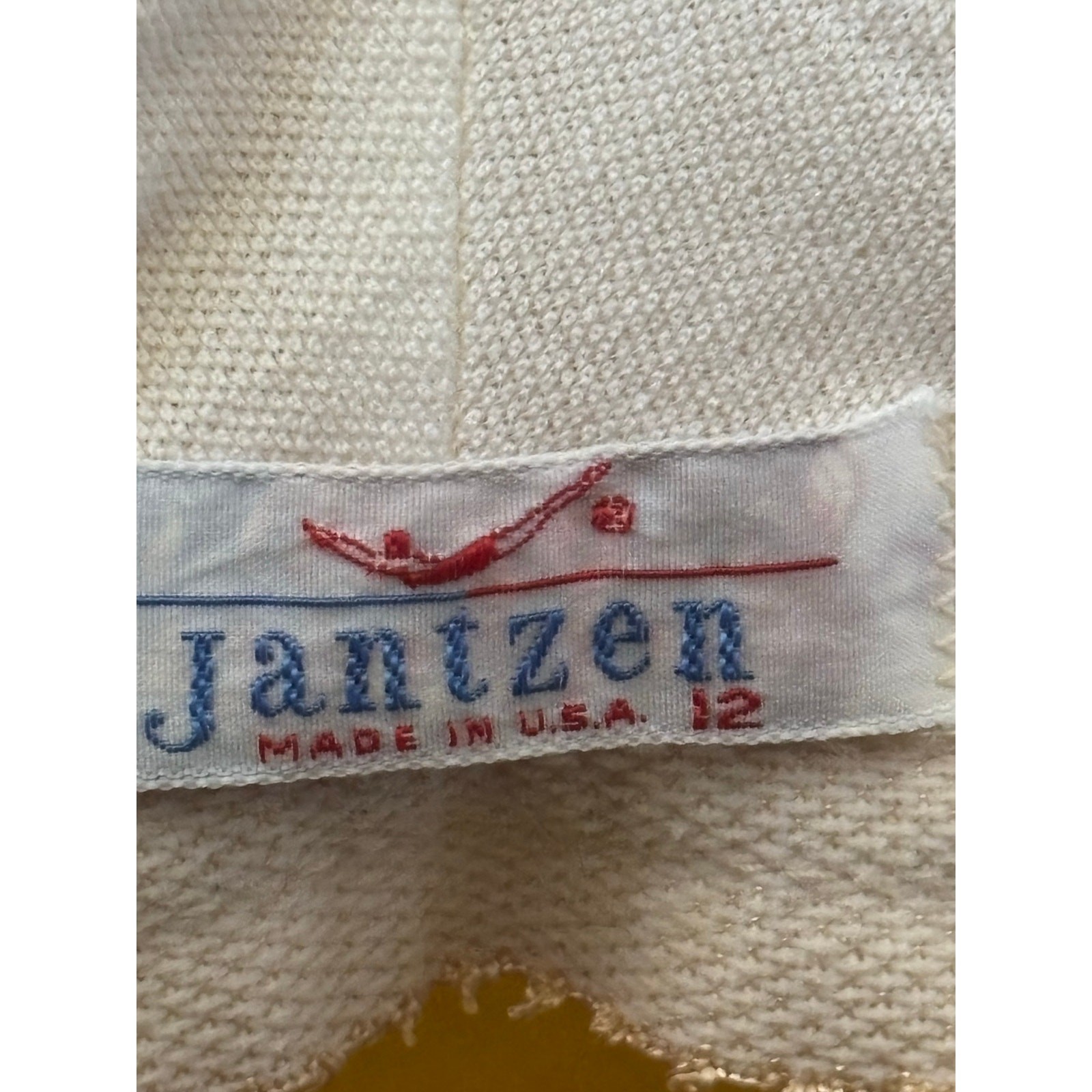 Vintage Jantzen Yellow Swimdress One Piece Swimsuit Crinkle USA Size 12