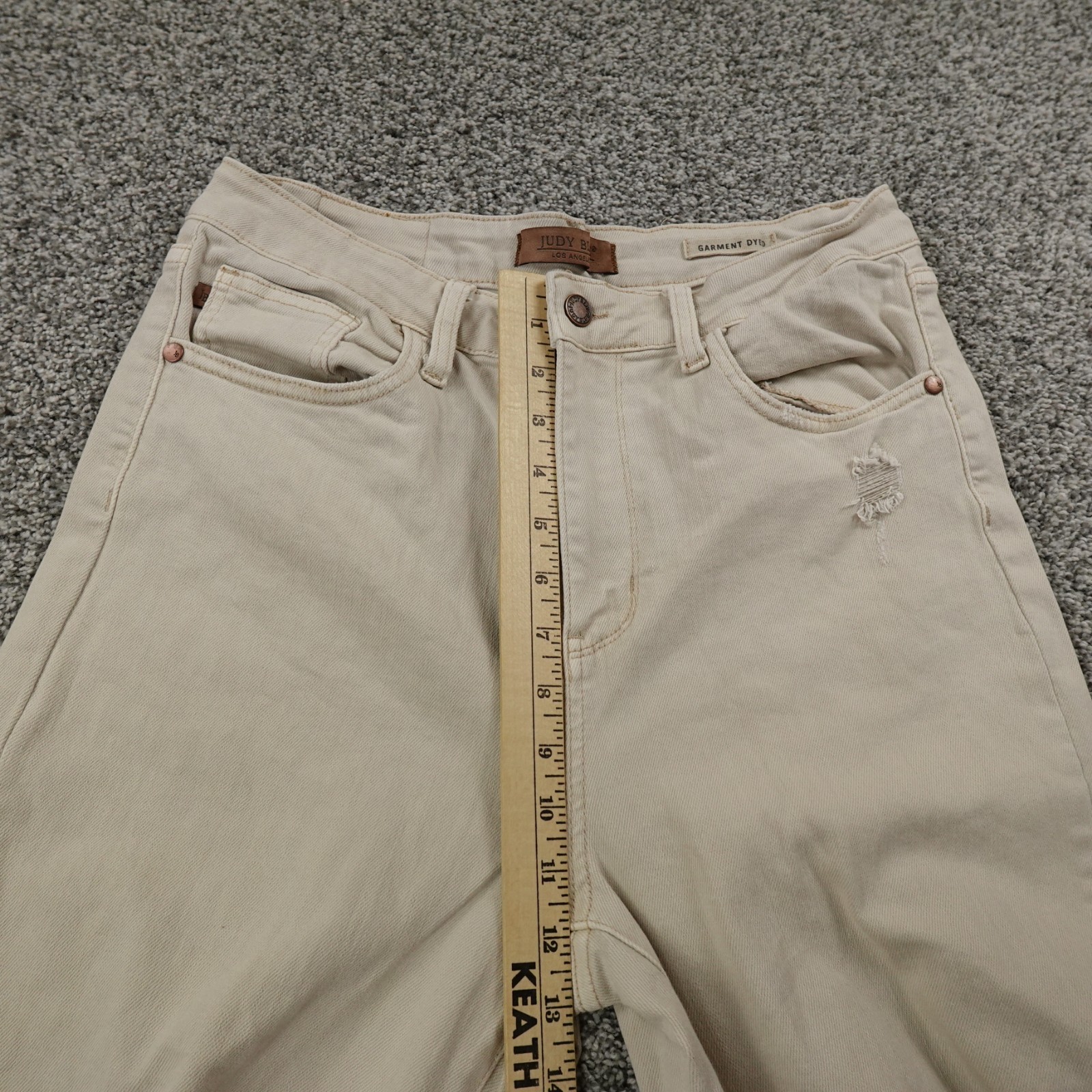 Judy Blue Jeans Womens 13 Beige Denim Trouser Pants High Rise Flare Bell Stretch