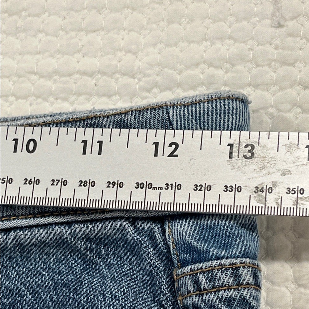 Zara High-Waisted Long Denim Skirt Front Slit Raw Hem sz XS