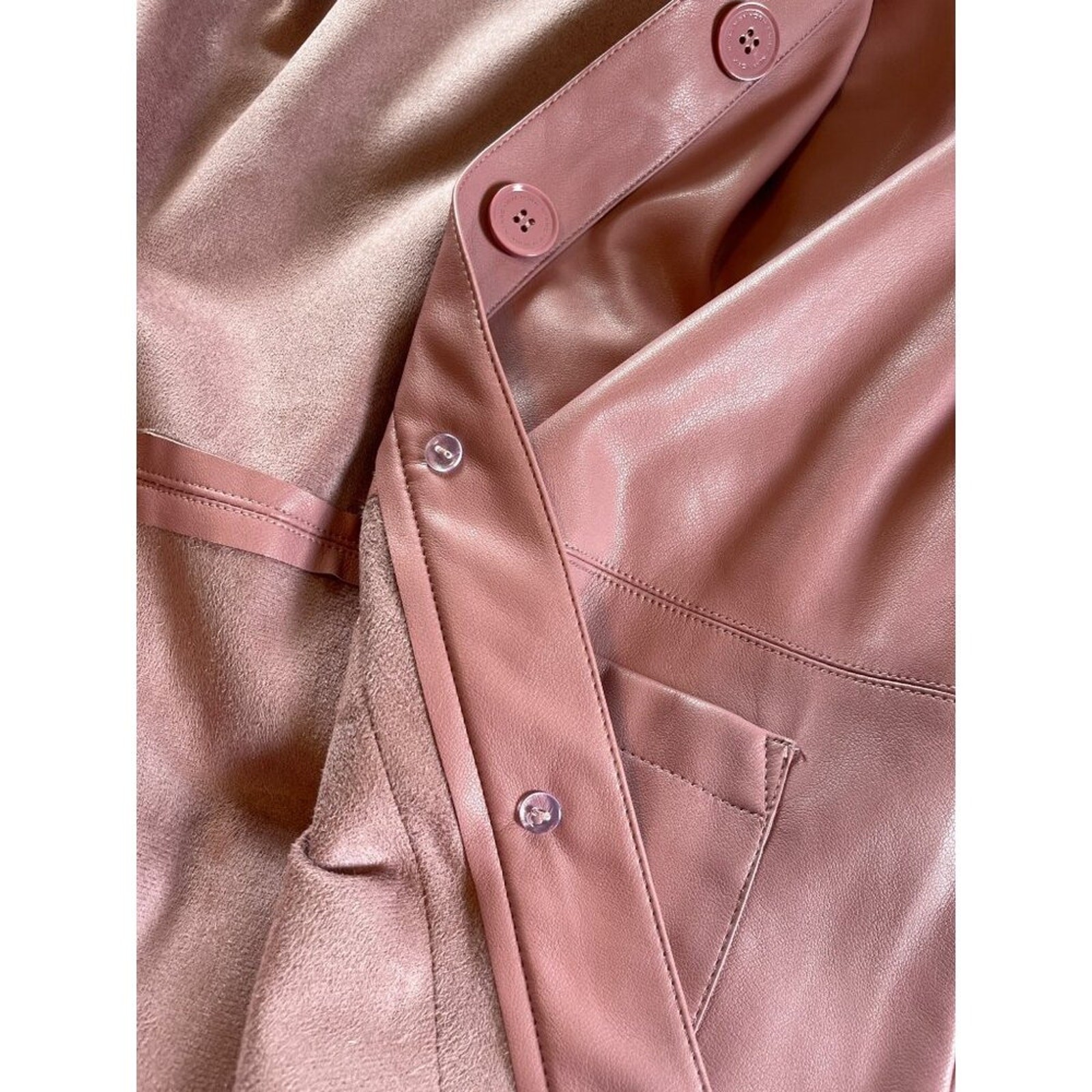 Marc New York Vegan Leather Jacket M Pink Butter Soft Button Closure Vintage