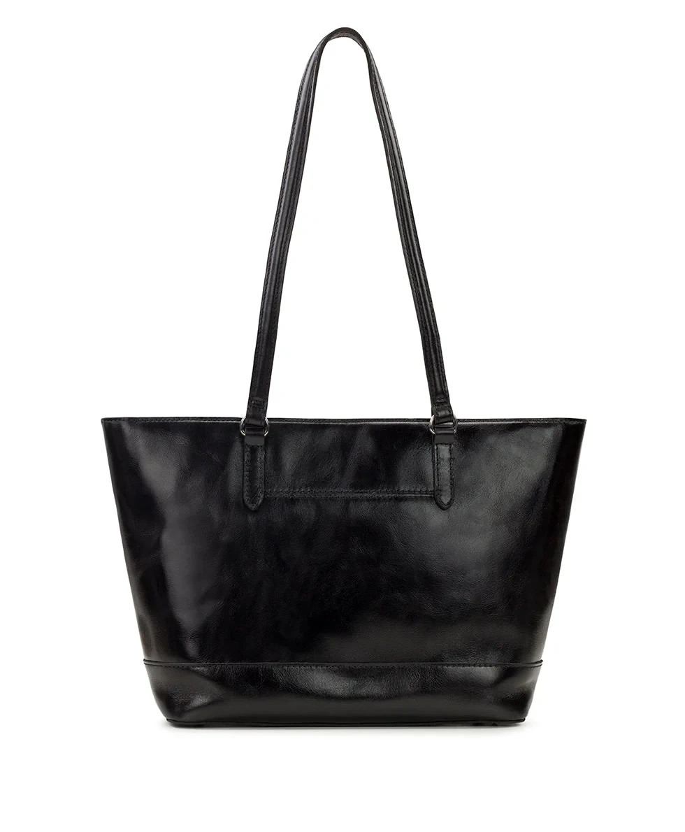 $249 Patricia Nash Violetti Large Leather Shoulder Tote Bag Black Brushed Silver