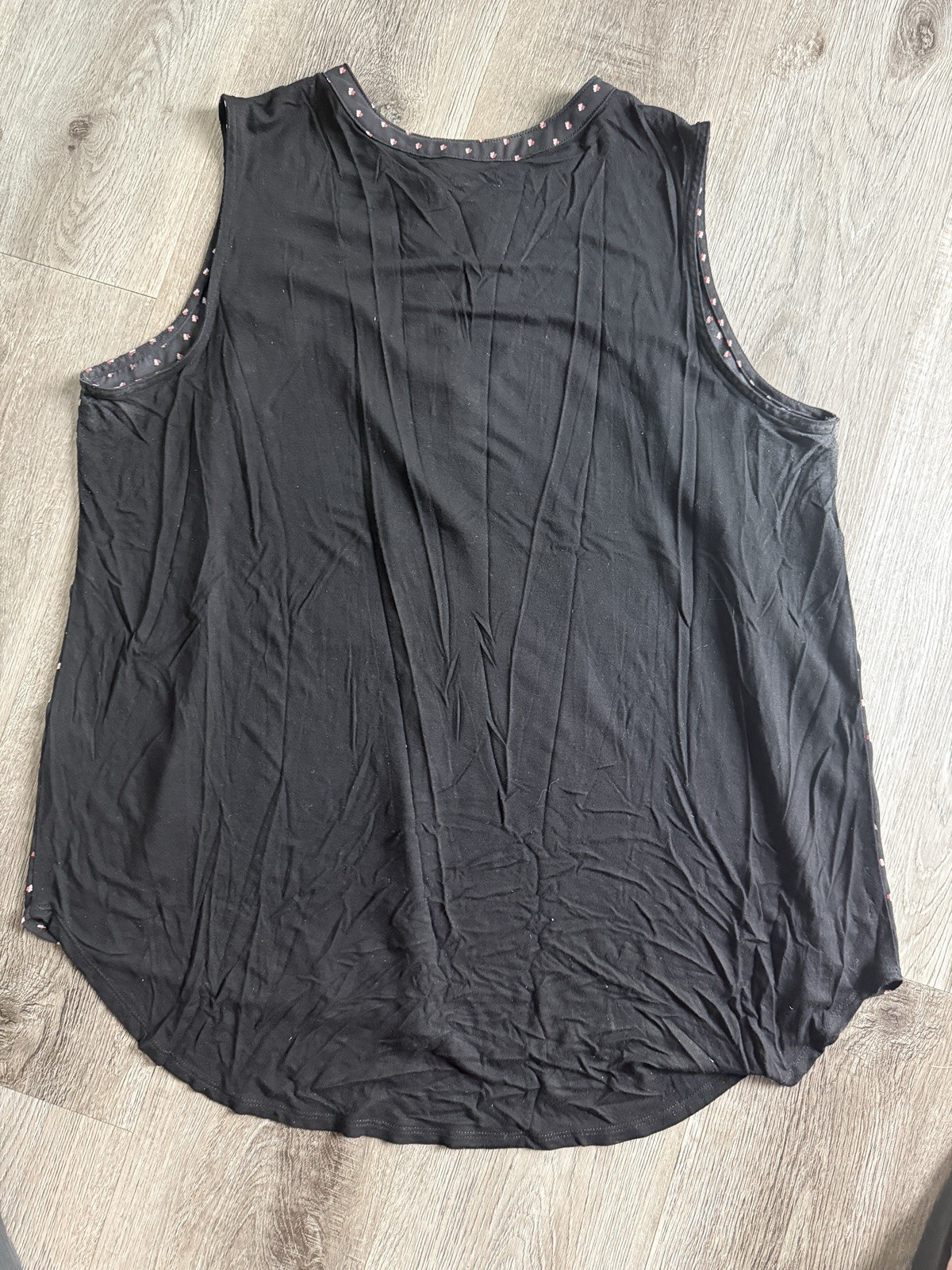 Women’s Black Pink White Polka Dot V-Neck Sleeveless Top Size 1X – A0043