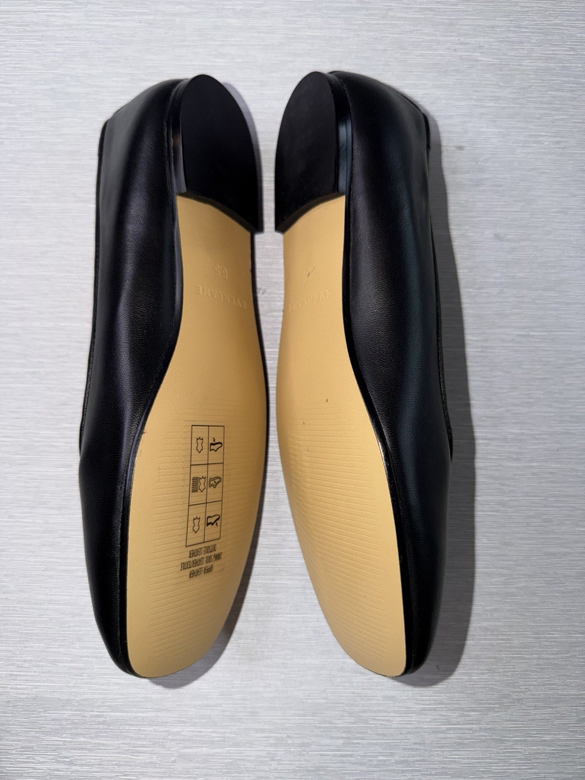 Everlane Black Leather Mary Jane Flats Square Toe Size 6.5 NWB