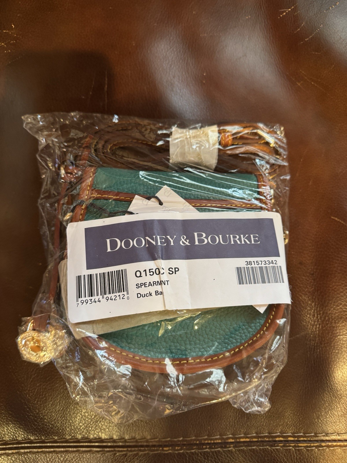 Dooney & Bourke All-Weather Leather Duck Bag Crossbody Snap Small Green/Brown
