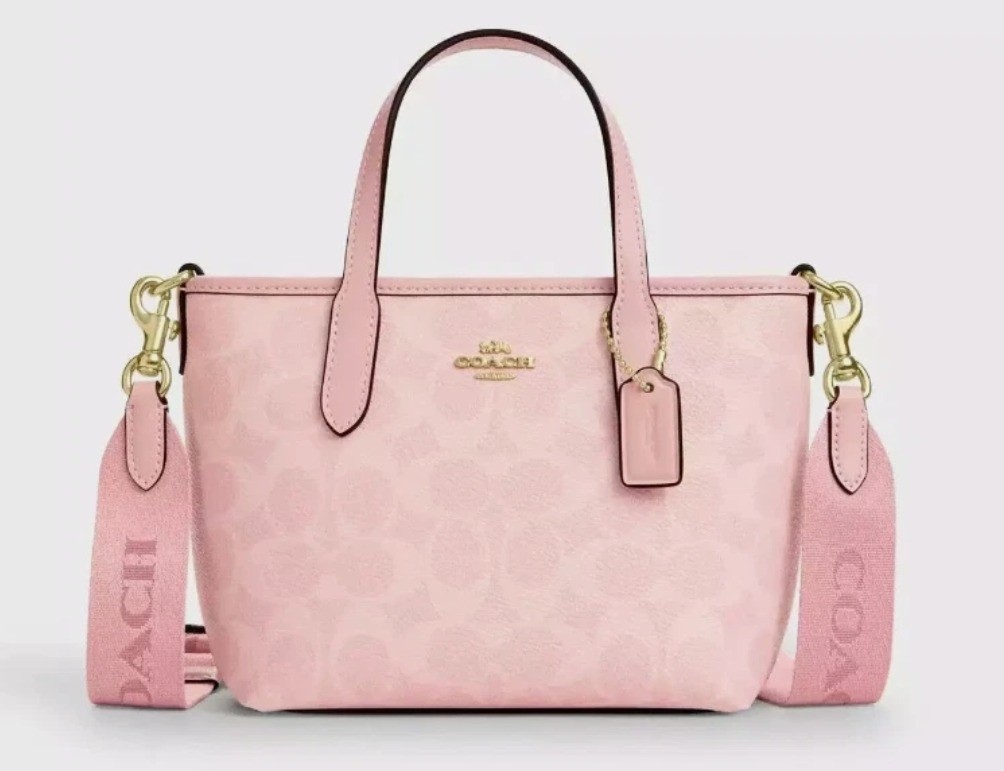 COACH City Mini Tote Bag Signature Canvas CW032 Powder Pink Outlet NEW