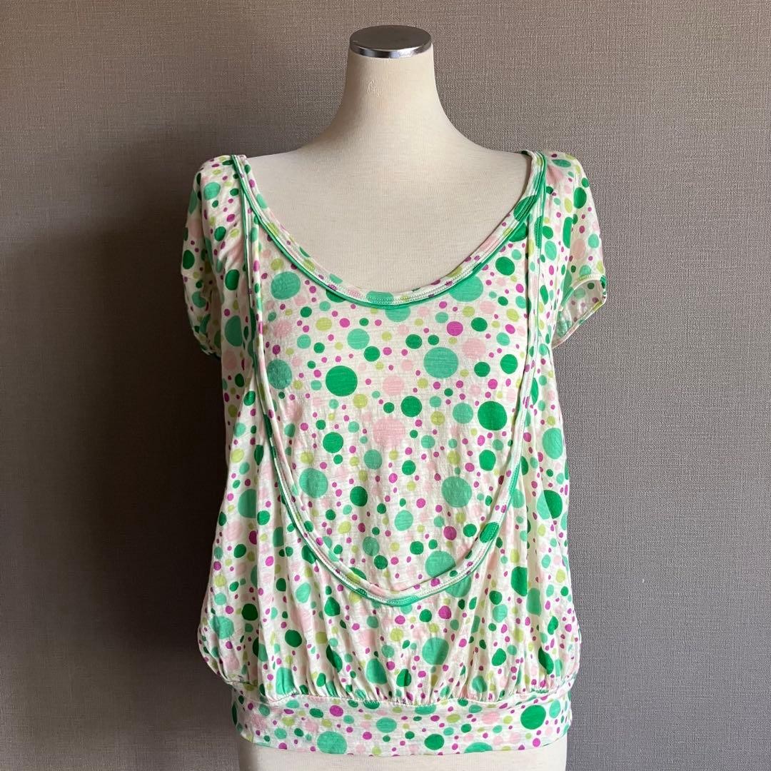 Tsumori Chisato Dot Pattern Round Neck Blouse Size 2/M Lightweight Casual