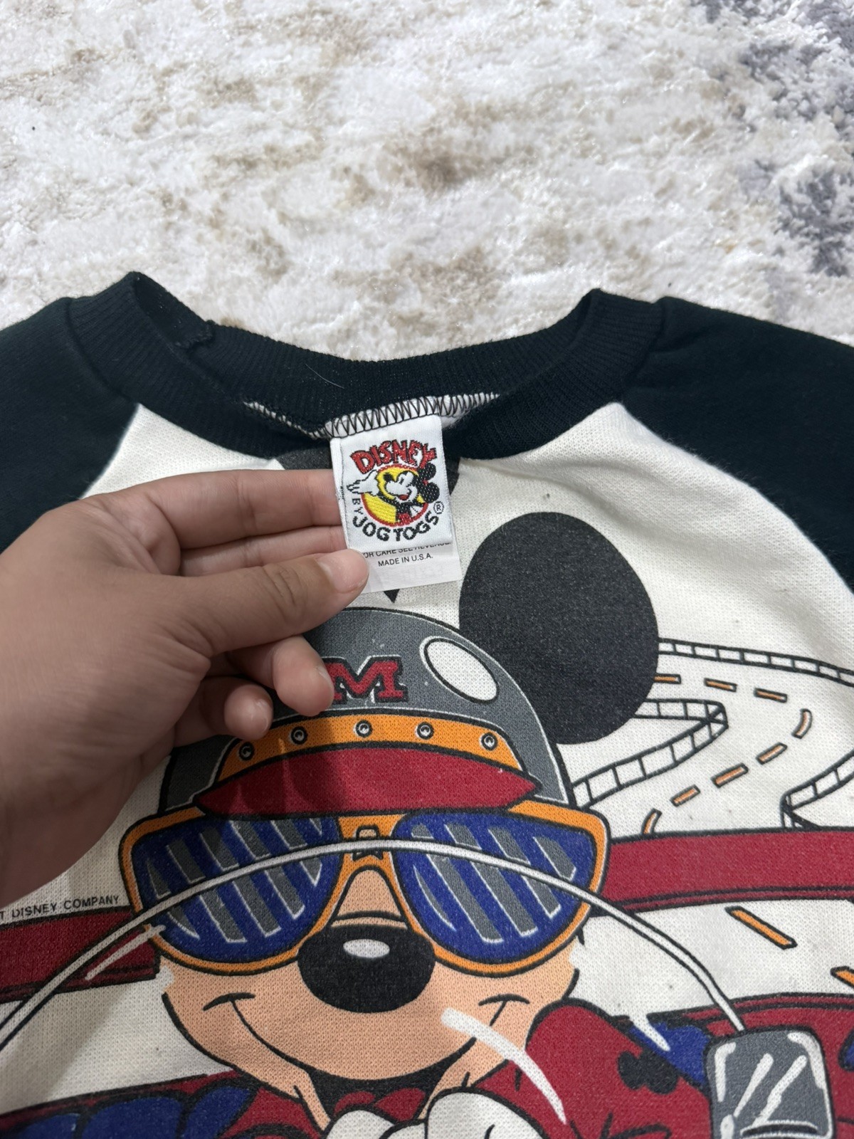 Vintage Mickey Mouse Racer Crewneck Double Sided Rare Disney Size 4t 90s USA