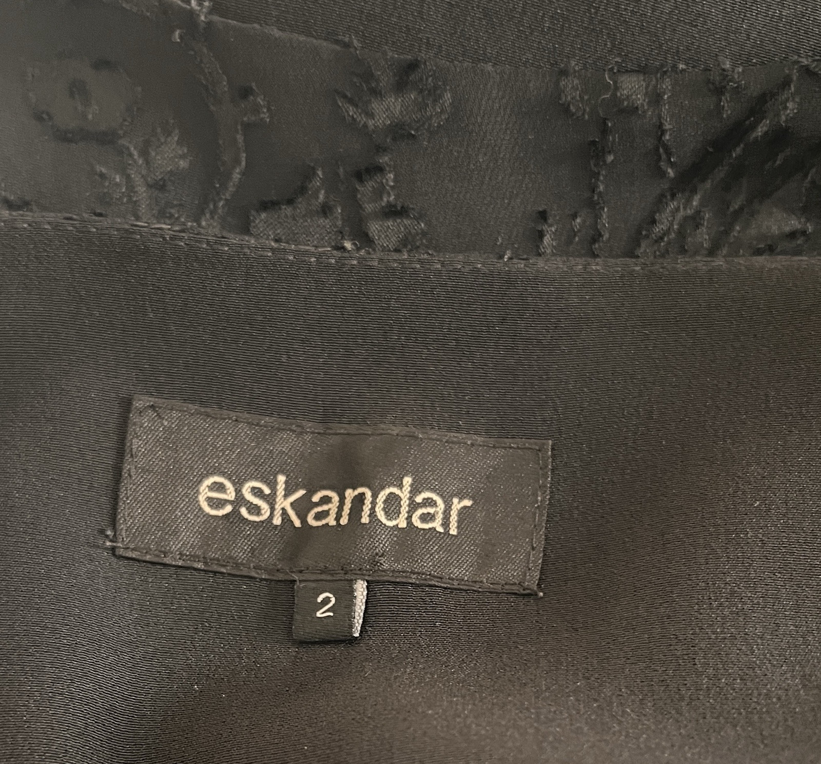 Eskandar Black Silk Blend Devore A-Line Dress Size 2 Oversized Layered