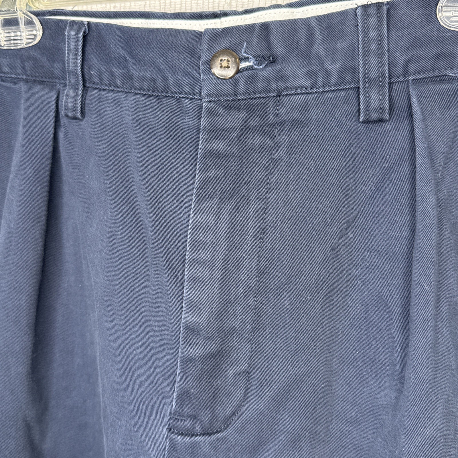 Polo Ralph Lauren Ethan Pant Mens 34×34 Navy Blue Pleated Cotton Chino Relaxed