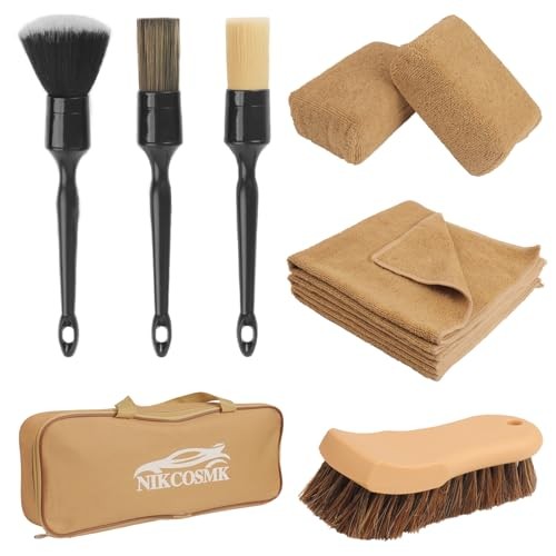 10PCS Car Cleaning Kit, Car Detailing Kit Interior Cleaner, Long Bristle Horse
