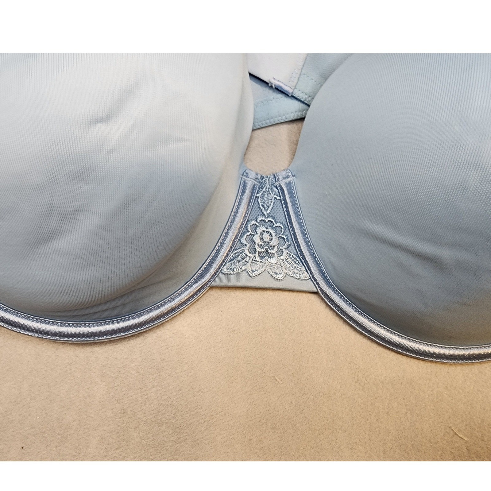 Vanity Fair Underwire Bra Women 44C Blue Excellent Back Smoothing 76380 Lace