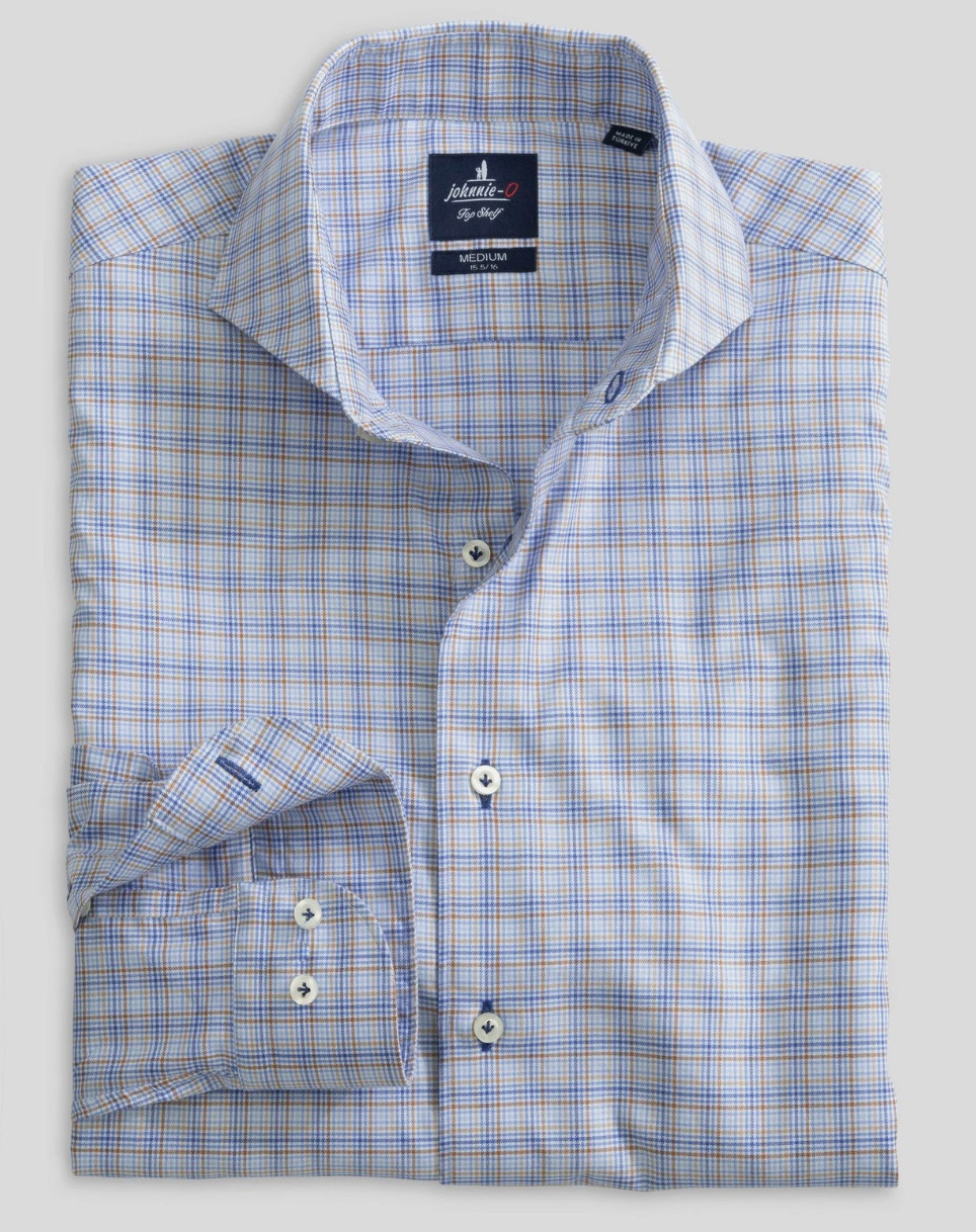 NEW JOHNNIE-O TOP SHELF MALIBLU SETH PLAID BUTTON DOWN SHIRT SZ L