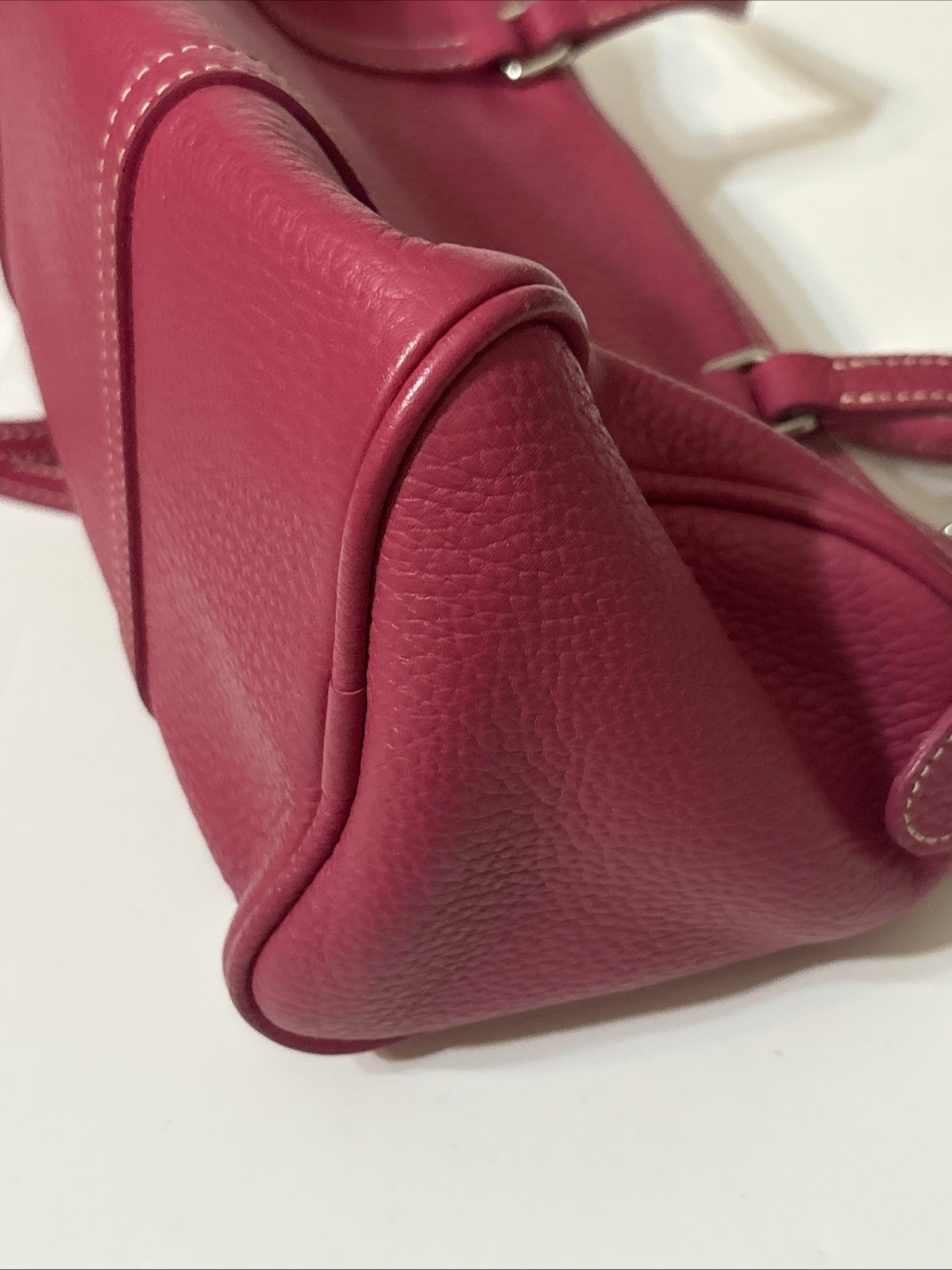 Y2K Dooney & Bourke Pebbled Leather Satchel Barrel Bag Pink Fushia Purse