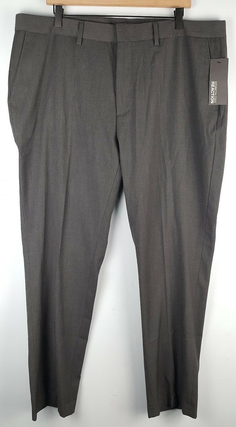 NWT Kenneth Cole Reaction Mens Pant-Tastic Core-Spring Pants Sz 38W Heather Gray