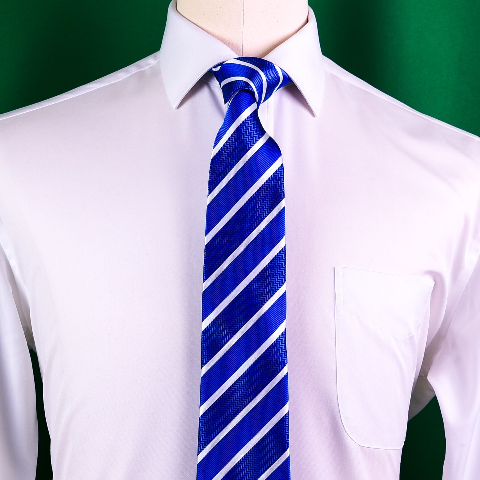 Blue White Striped Classic Width Tie 8cm Necktie Standard Wide Top Boss Fashion