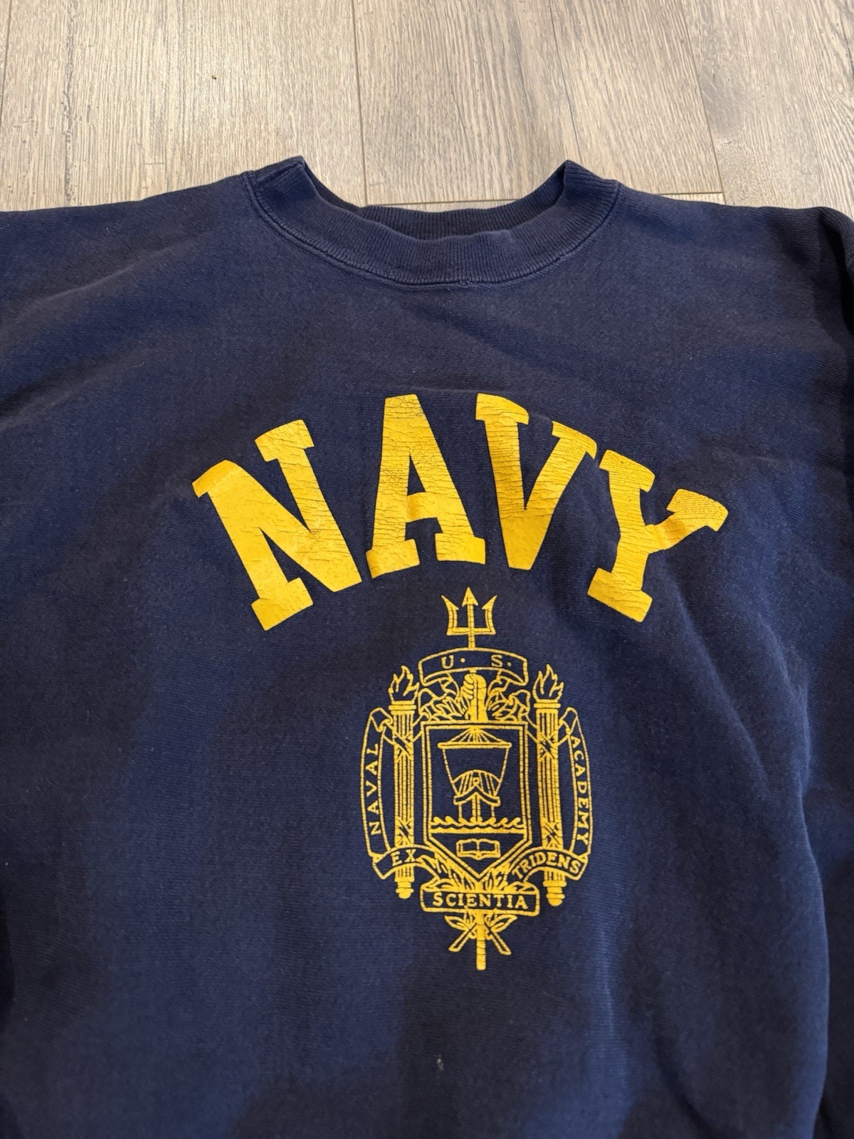 US Naval Academy MV Sports Pro Weave Crewneck Blue Sweatshirt Size Medium M