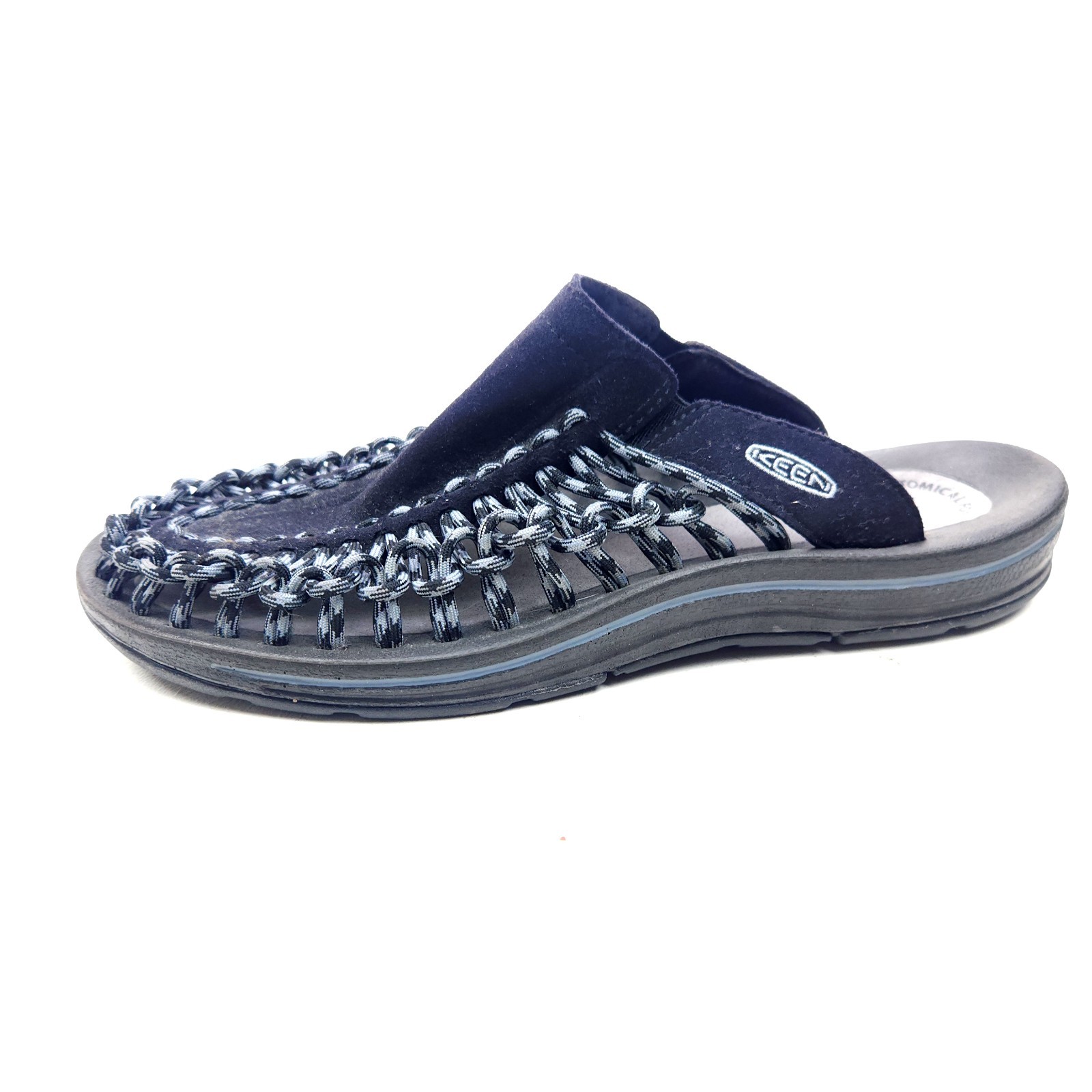 Keen Uneek Slide Slip On Mule Sandals Black Gray Rope Cord Men’s Size 8.5