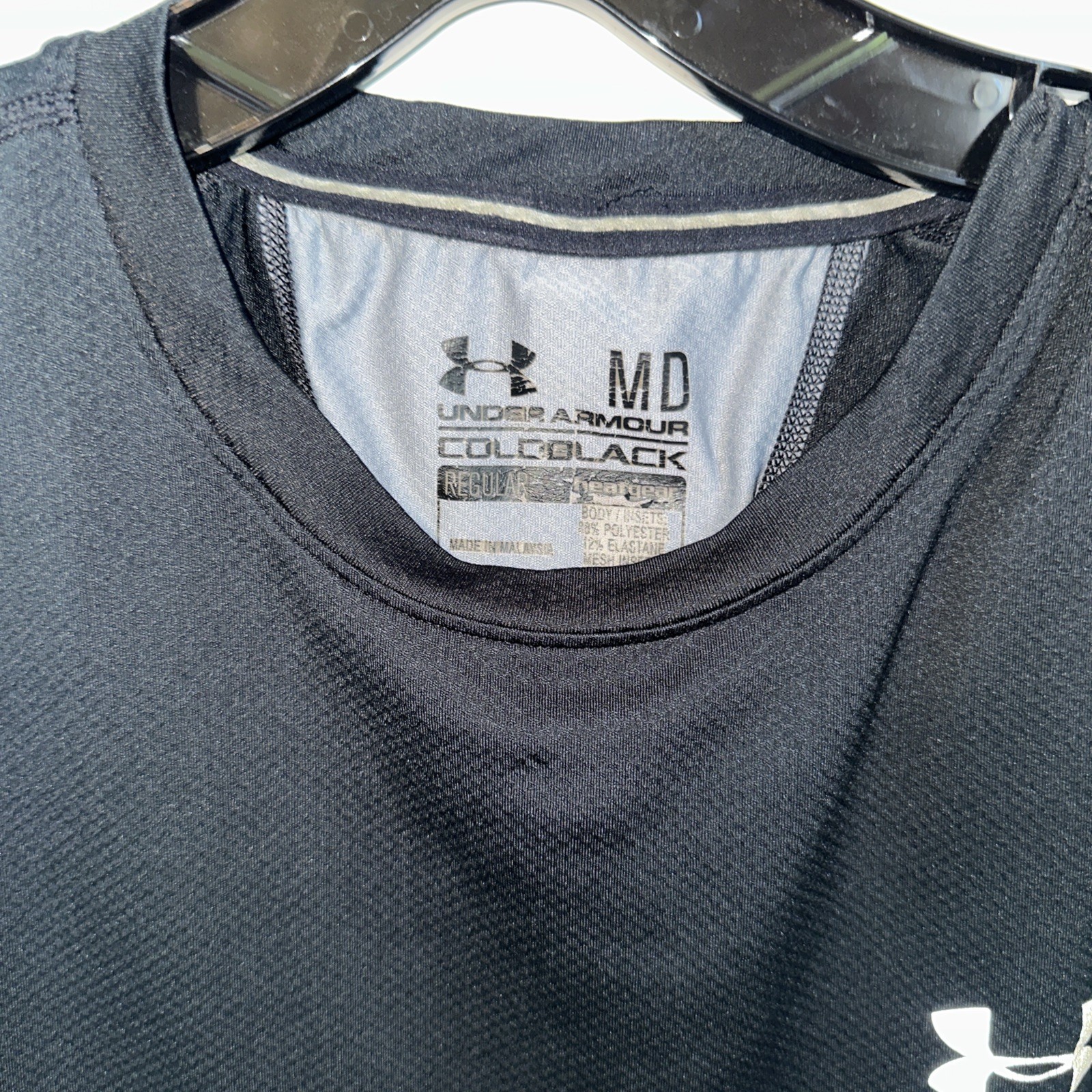 Men’s Under Armour Heat Gear Fitted Athletic Mesh Tanktop Black Size Medium