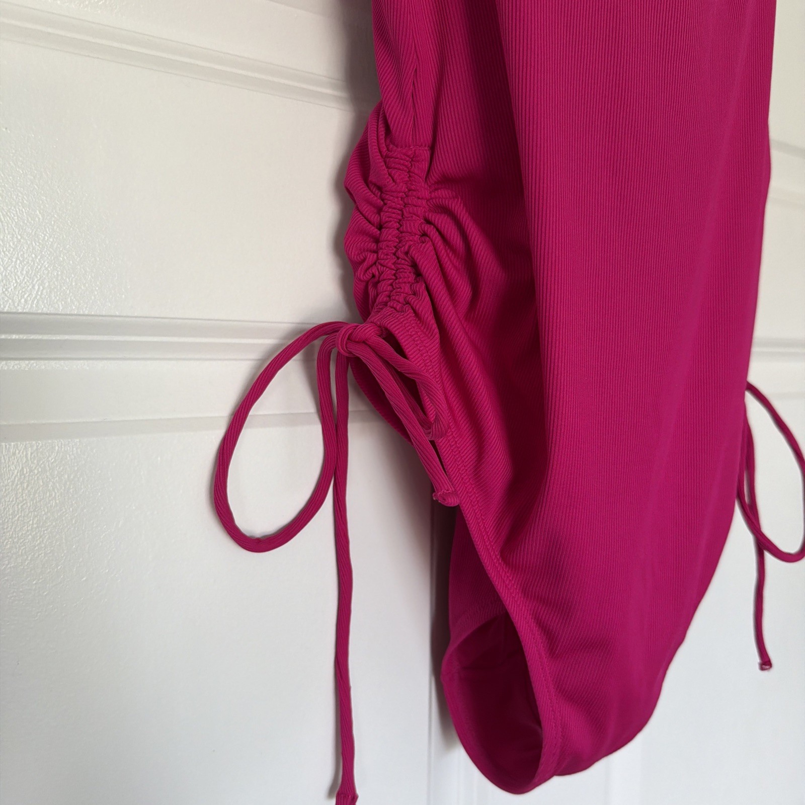 Shade & Shore Ribbed One‑Piece Swimsuit Adjustable Pink Medium
