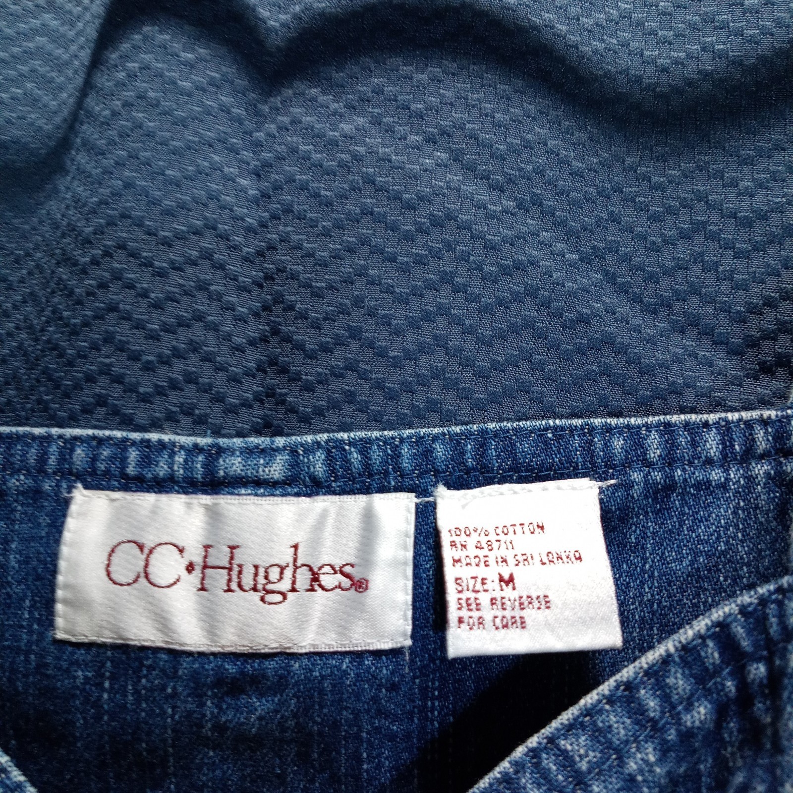 CC Hughes “Leaves” DENIM JUMPER DRESS W/ POCKETS SIZE M NWT