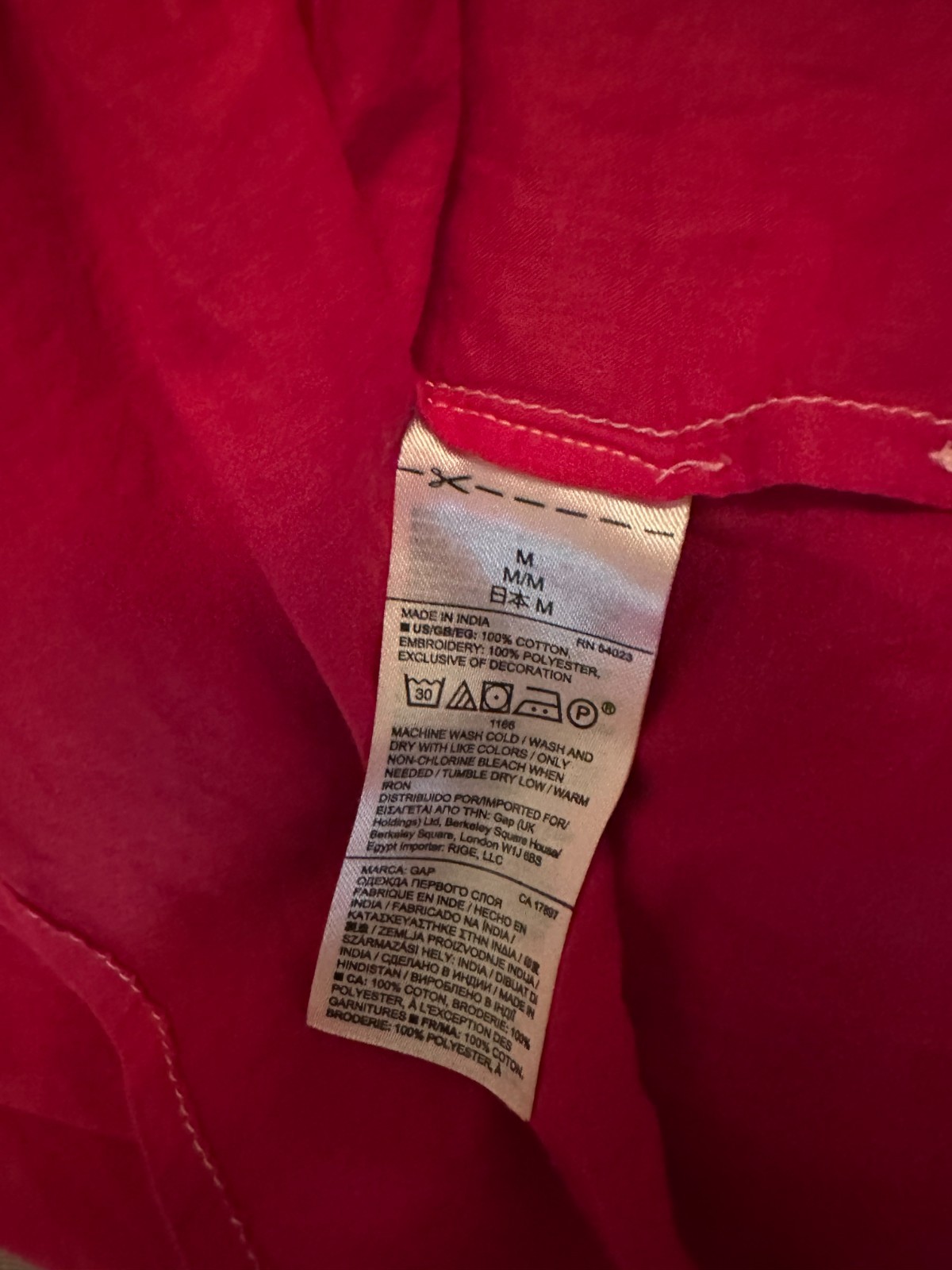 Womens Gap Red Eyelet Cotton Summer Blouse – Size M