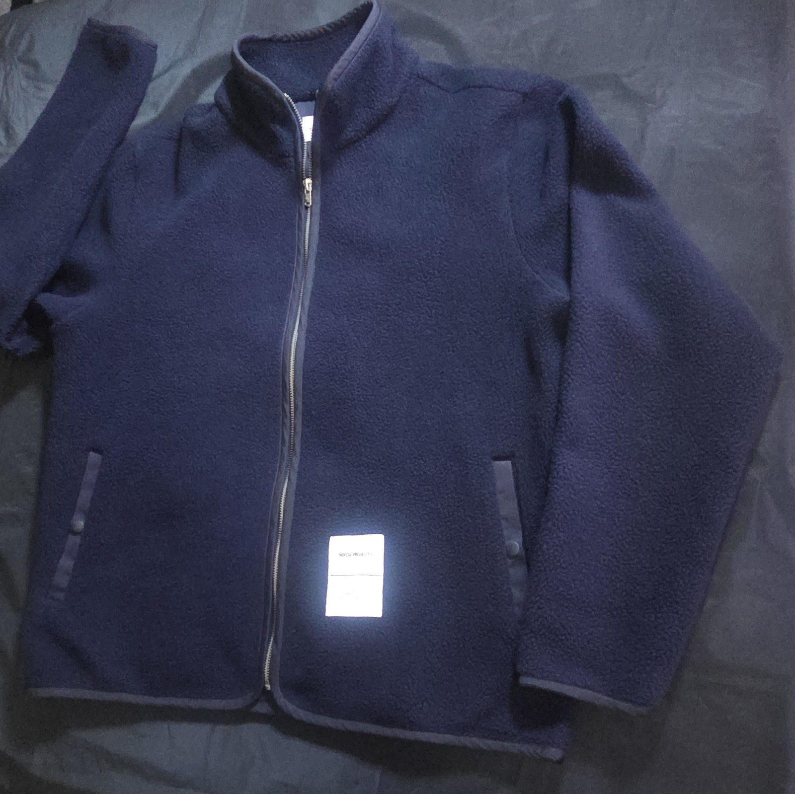 NORSE PROJECTS The Frederik Tab Series Fleece Jacket Navy Blue Size Medium
