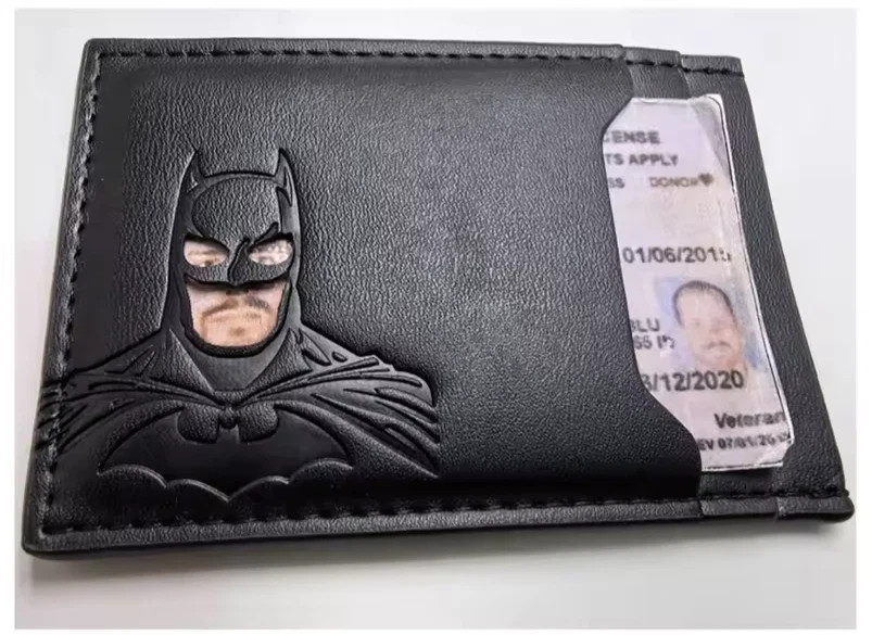 Batman Style PU Leather Wallet with ID Window Card Holder Superhero Mask Design