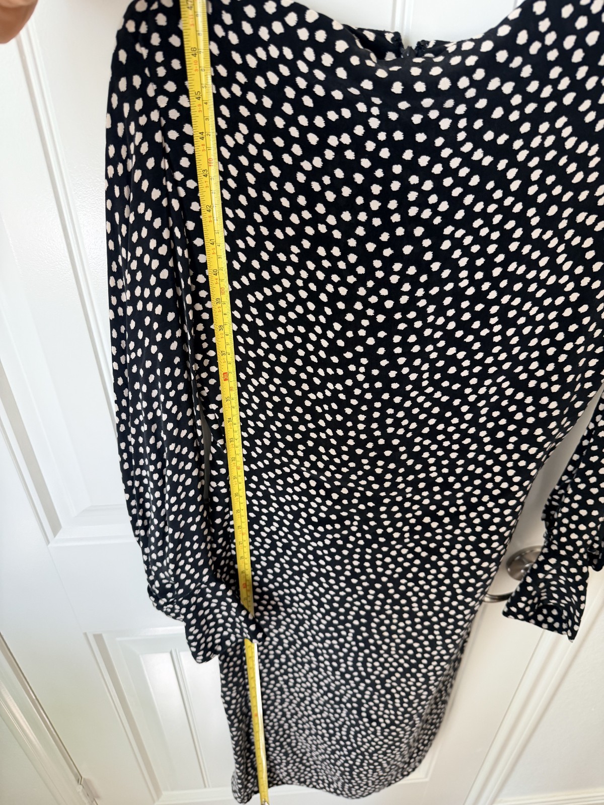 COS Women’s Black White Polka Dot Midi Dress Long Sleeve Size EU 42 US 10